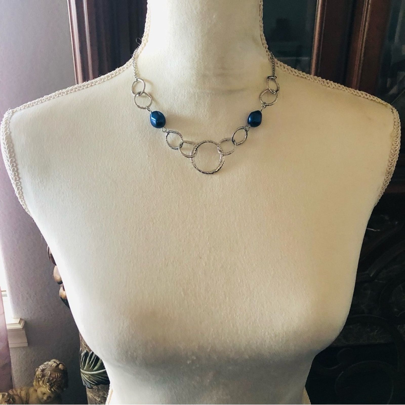 Jewelry Peacock blue simulated pearl necklace and earring set Size ONE SIZE - 8 Thumbnail