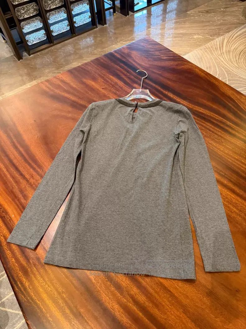 Brunello Cucinelli Brunello Cucinelli Gray Crew Neck Long Sleeve T-Shirt Size S / US 4 / IT 40 - 4 Thumbnail