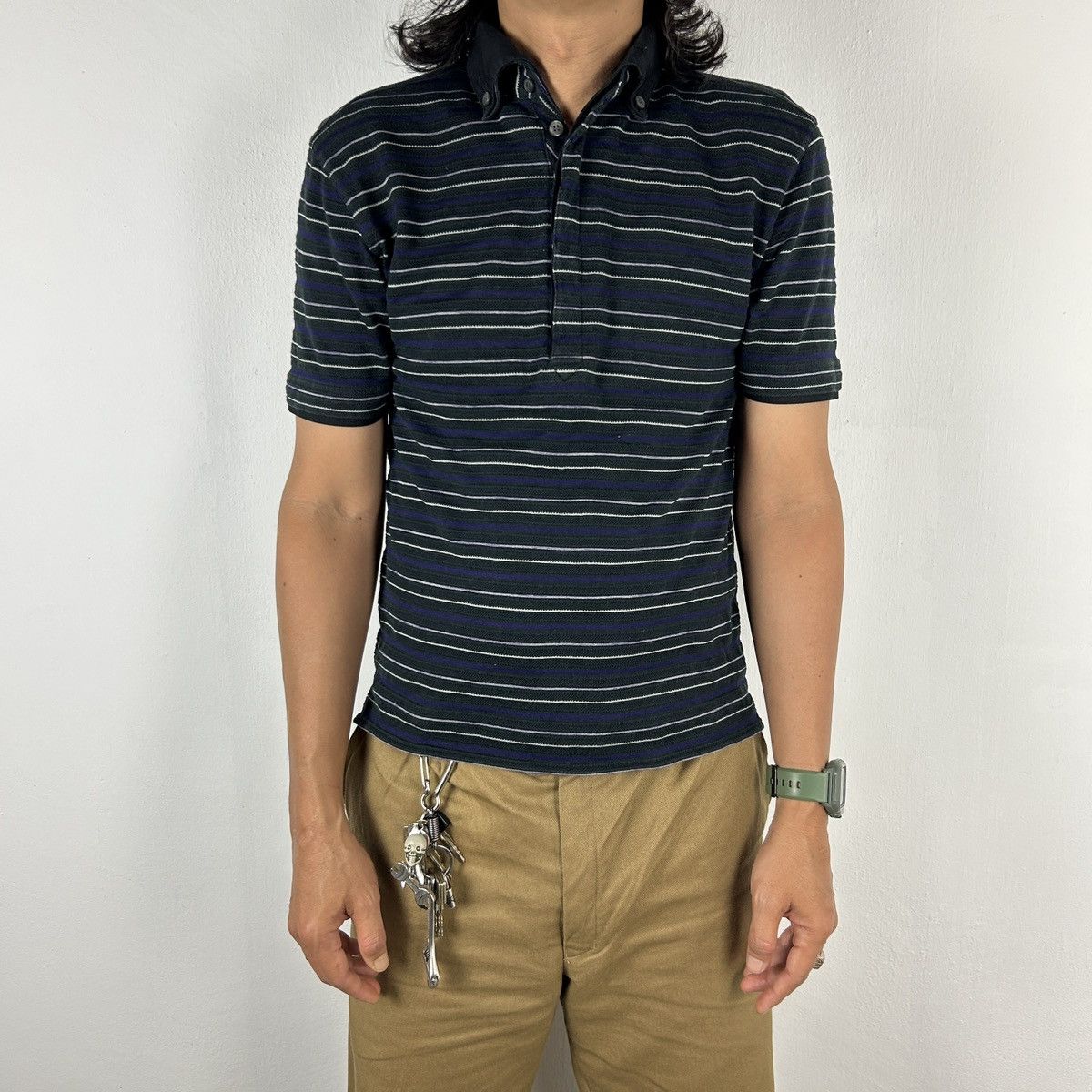 Japanese Brand × Michel Klein × Vintage Michel Klein Homme Paris - Striped Polo Size US S / EU 44-46 / 1 - 3 Thumbnail