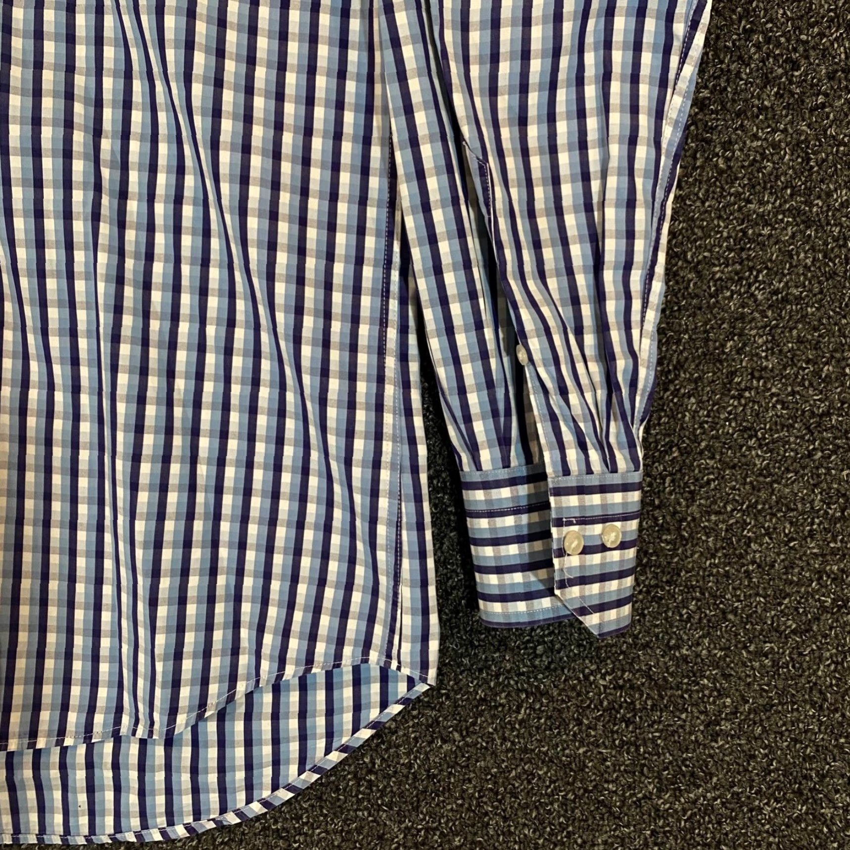 Emmett Emmett London Shirt Mens 15.5 39 cm Blue White Plaid Button Up Outdoors L/S Size US M / EU 48-50 / 2 - 4 Thumbnail