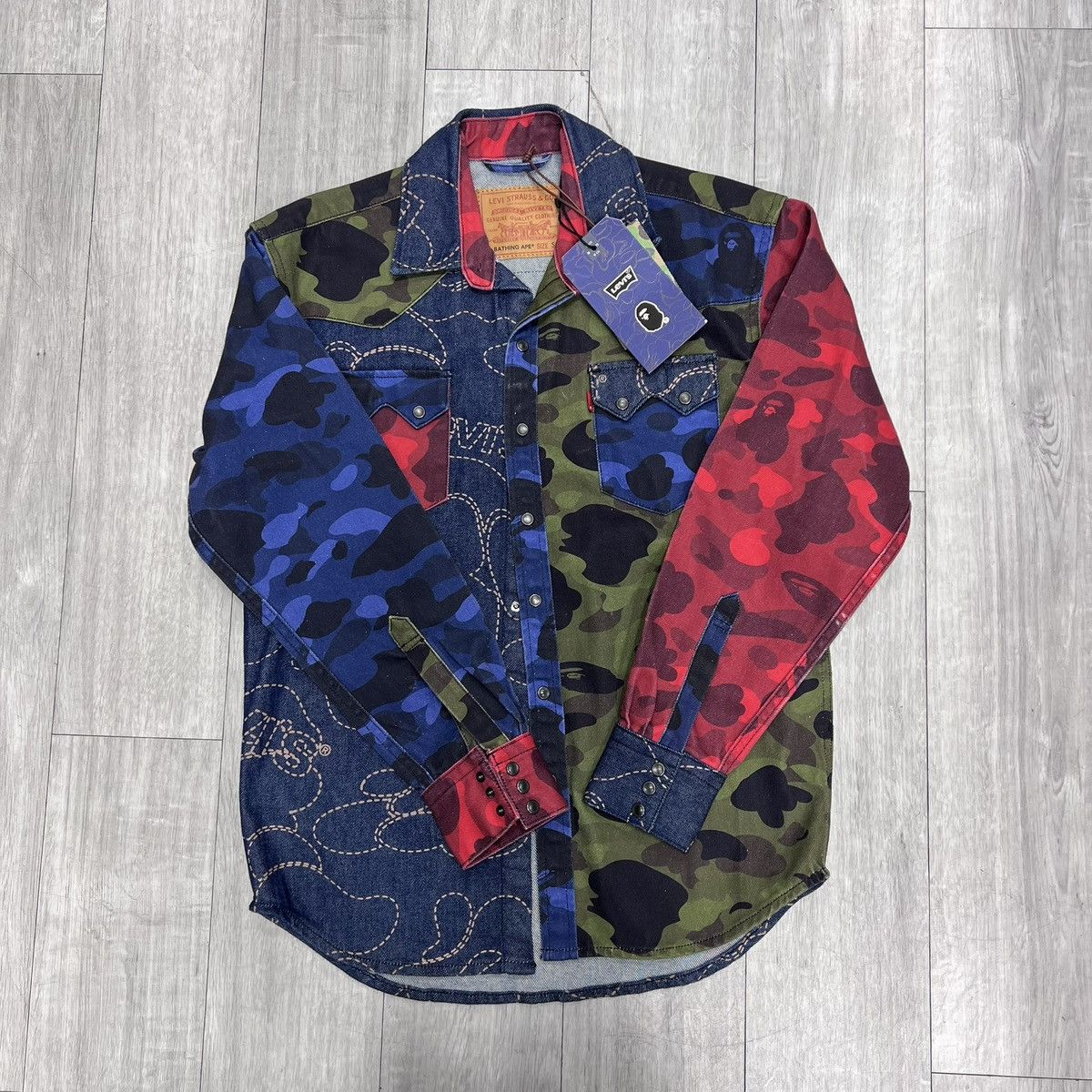 Levi x BAPE trucker button up