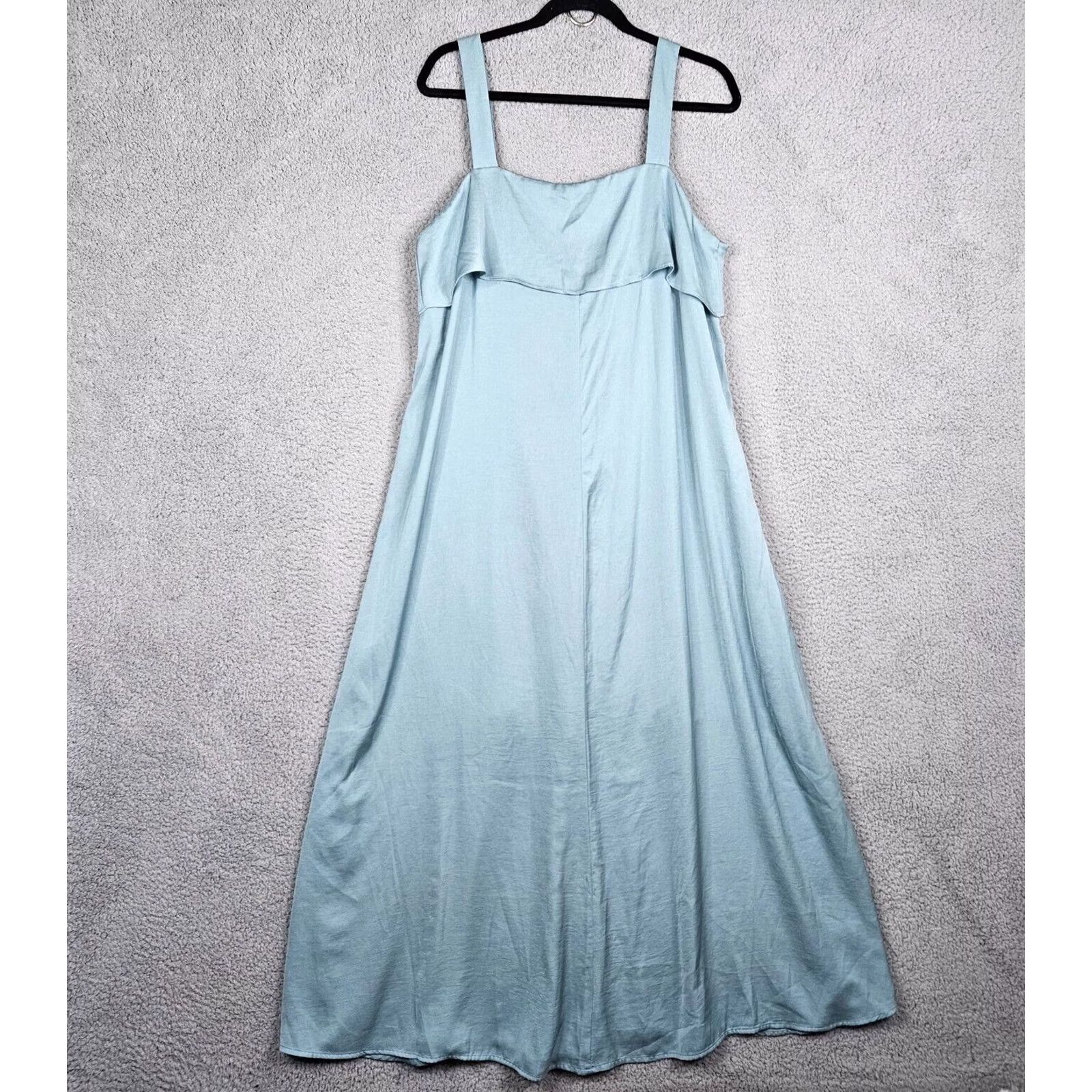 Banana Republic Banana Republic Women's Bias Cut Midi Dress L NEW Blue Solid V-Neck Sleeveless Casual Regular Dress Length: Short Size L / US 10 / IT 46 - 2 Thumbnail