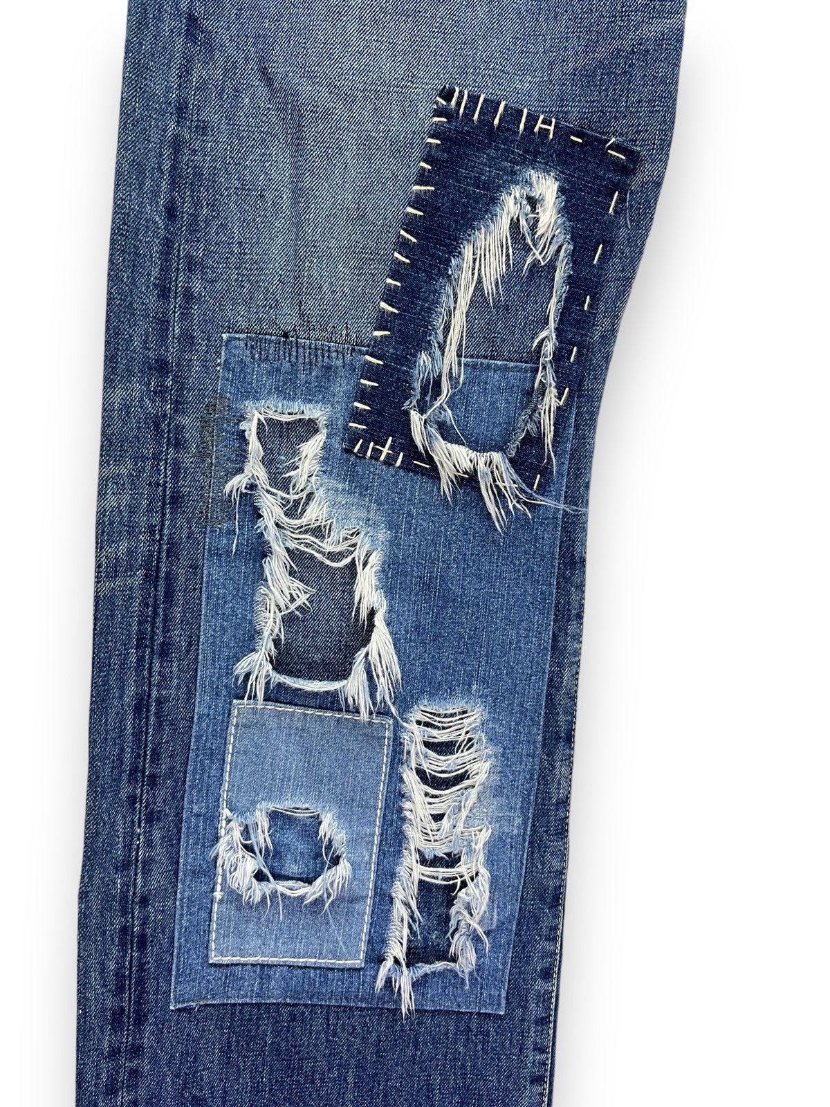 Japanese Brand 🔥Grunge Patchwork Distressed Original Selvedge Denim Japan Size US 32 / EU 48 - 8 Thumbnail