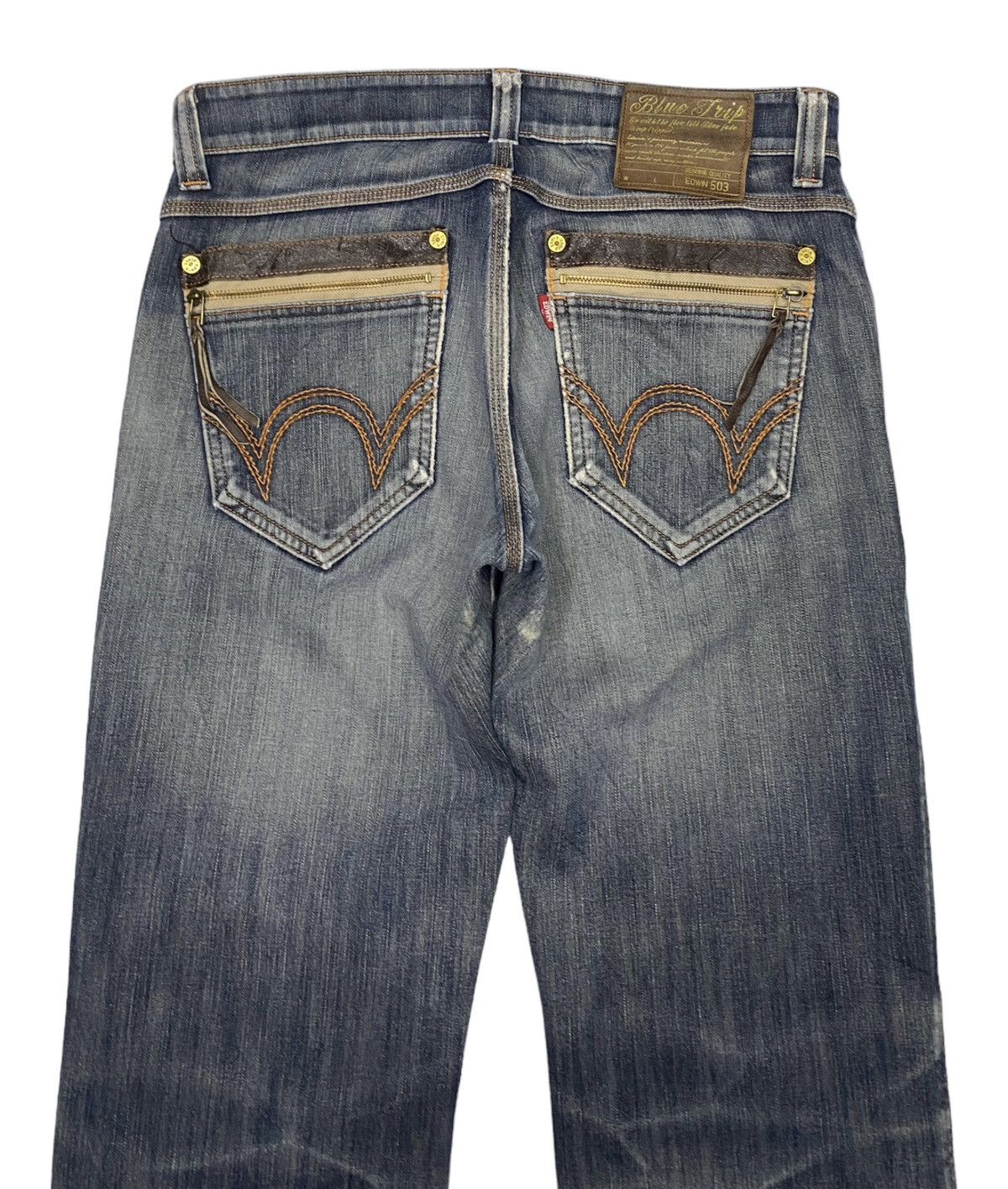 Hysteric Glamour 🔥BAGGY FLARE EDWIN 503 BLUE TRIP DISTRESSED DENIM JEANS Size US 34 / EU 50 - 6 Thumbnail