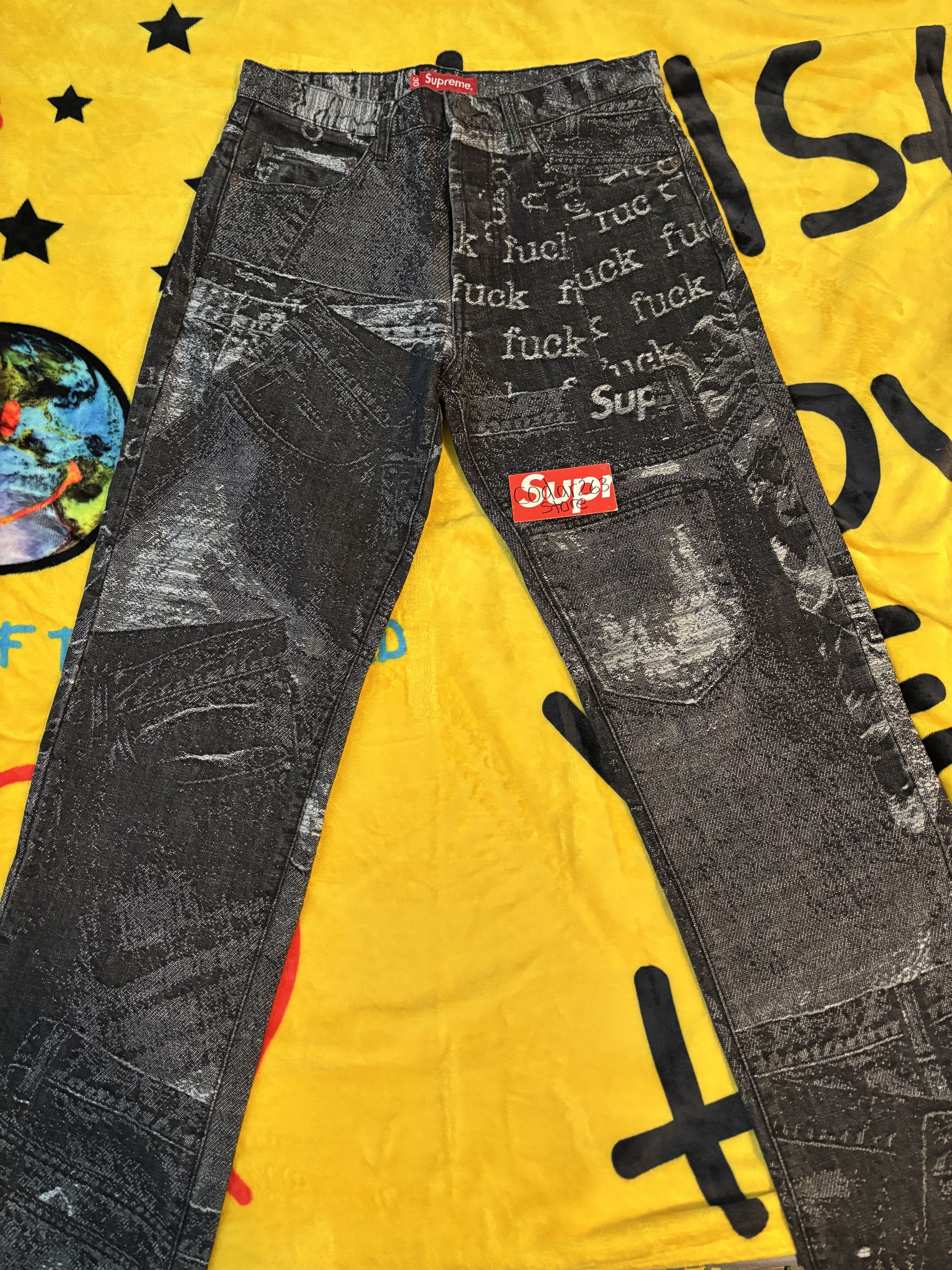 Supreme Archive Fuck Denim Jacquard Regular Jeans Supreme Pants Size US 30 / EU 46 - 3 Thumbnail