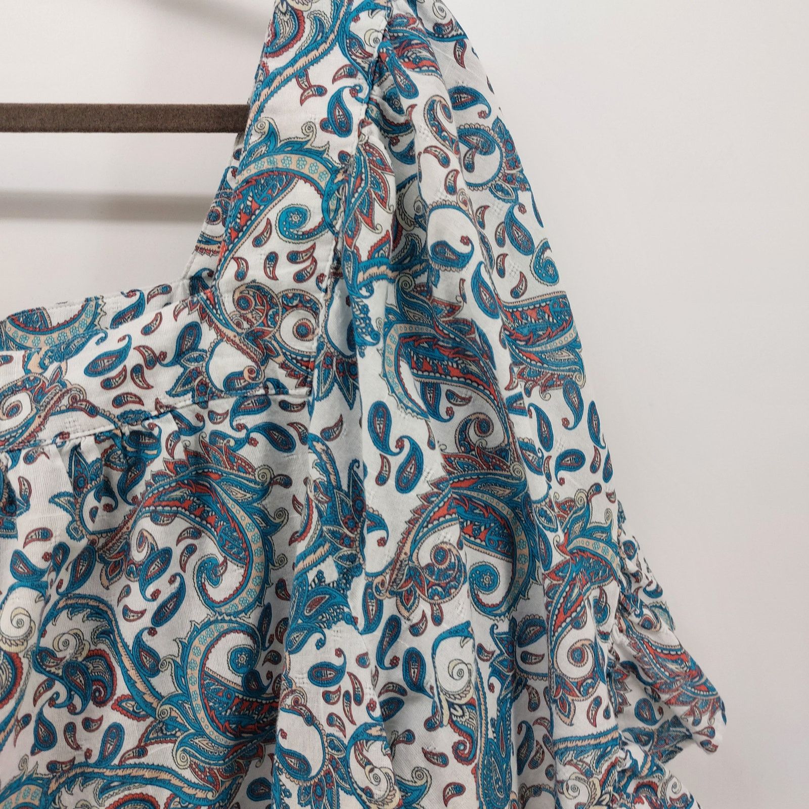 Other Terry & Sky 2X 20W-22W Blouse Paisley Print Ruffle Blue Cute Size XXL / US 16-18 / IT 52-54 - 12 Thumbnail