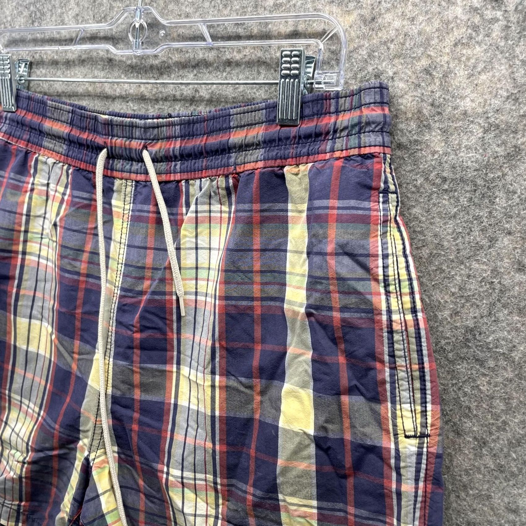 Polo Ralph Lauren VINTAGE Polo Ralph Lauren Shorts Men Medium Blue Red Madras Plaid Swim Trunks 90s Mens M Blue Plaid shorts Size US 31 - 2 Thumbnail