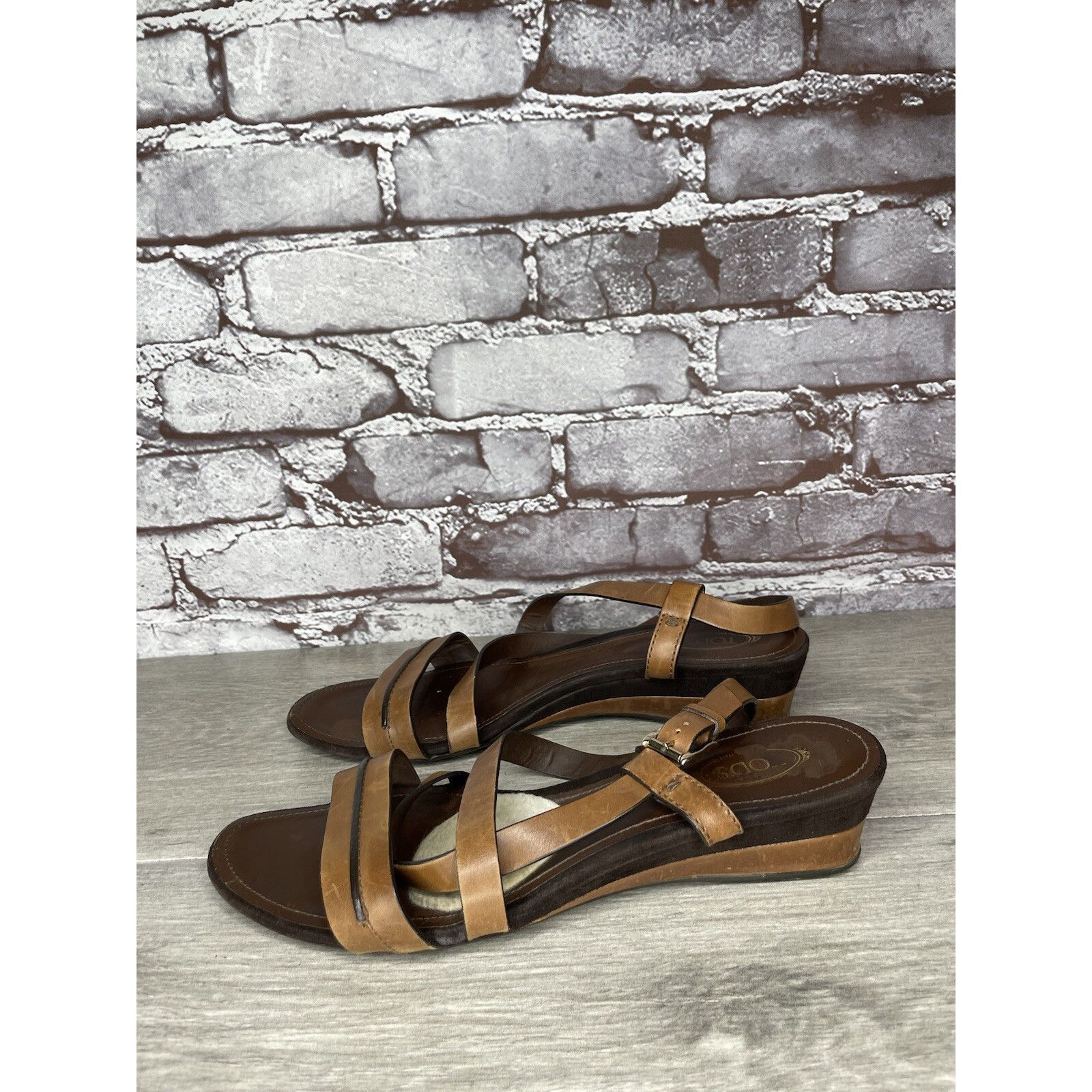 Tod's Tod's Brown Leather Wedge Strappy Ankle Strap Sandals Women Size US 9.5 / IT 39.5 - 1 Thumbnail
