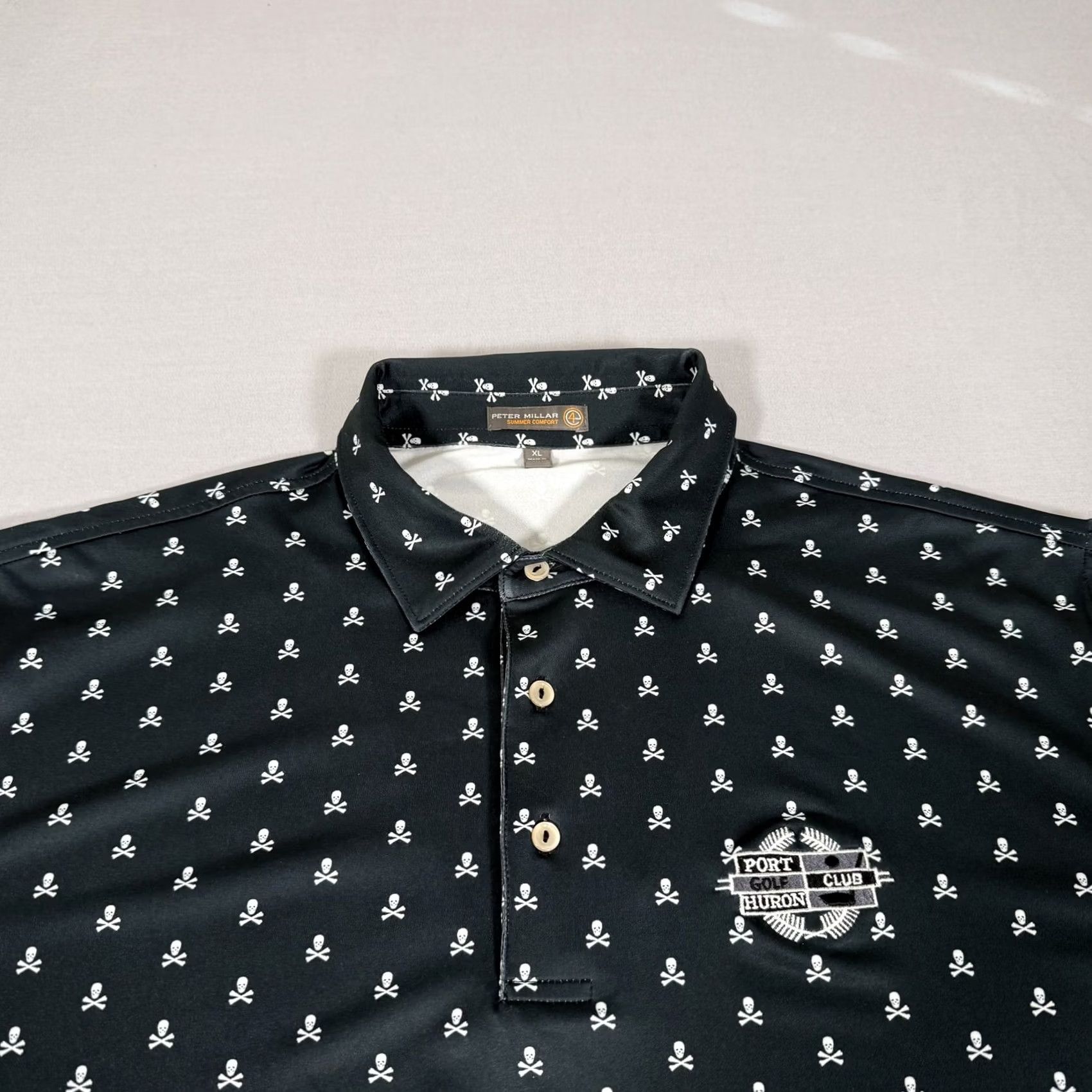 Peter Millar Peter Millar Polo Shirt Men XL Gray Summer Comfort Skull Golf Performance Moisture Wicking Size US XL / EU 56 / 4 - 2 Thumbnail