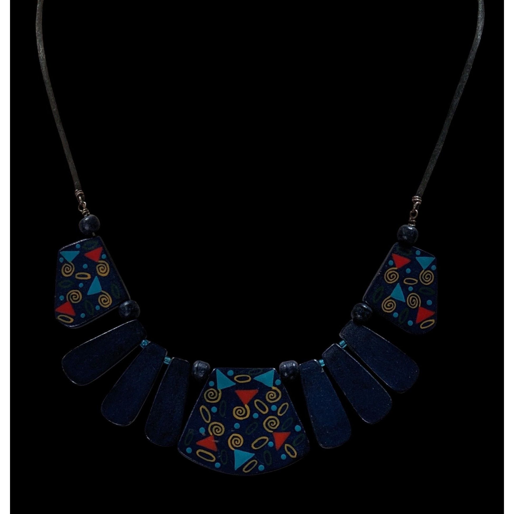 Other Vintage 90s Hand Painted Wood Art Cascade Necklace Size ONE SIZE - 2 Thumbnail