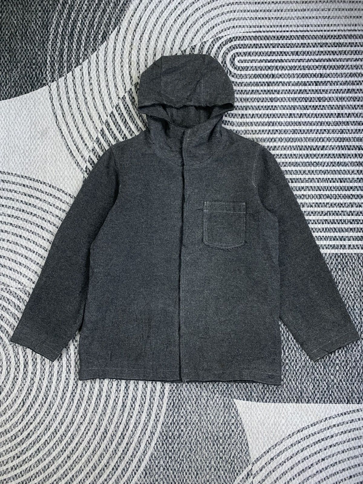 Yohji Yamamoto Yohji Yamamoto Ined Homme Single Pocket Wool Hoodie Jacket Size US M / EU 48-50 / 2 - 1 Thumbnail