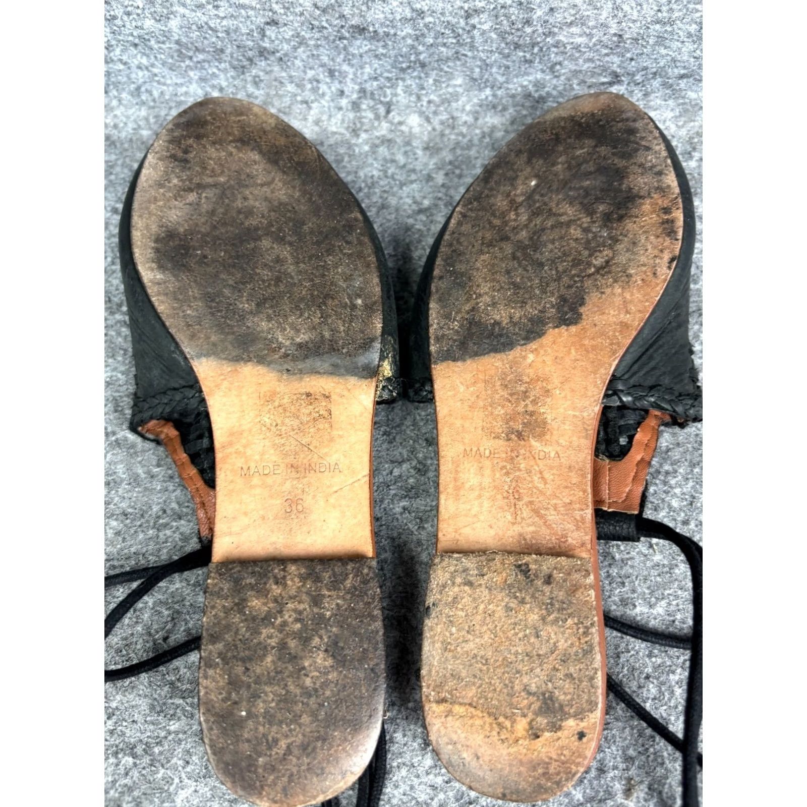 Free People VINTAGE Free People Dana Woven Flat Mule Women's EU 36 Black and Brown Strap Shoes Size US 5 / IT 35 - 5 Thumbnail