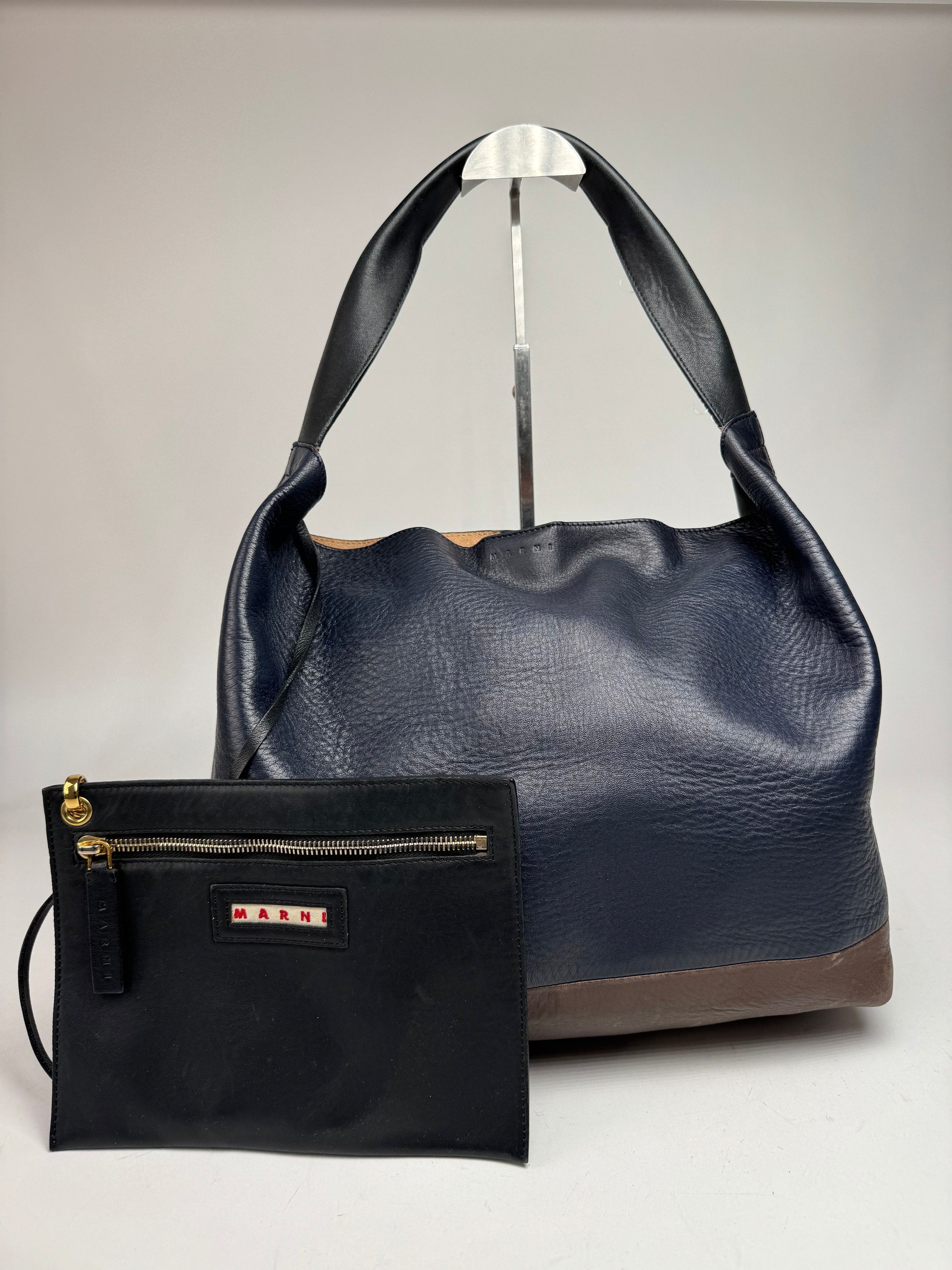 Vintage Leather Bag Marine Black Brown