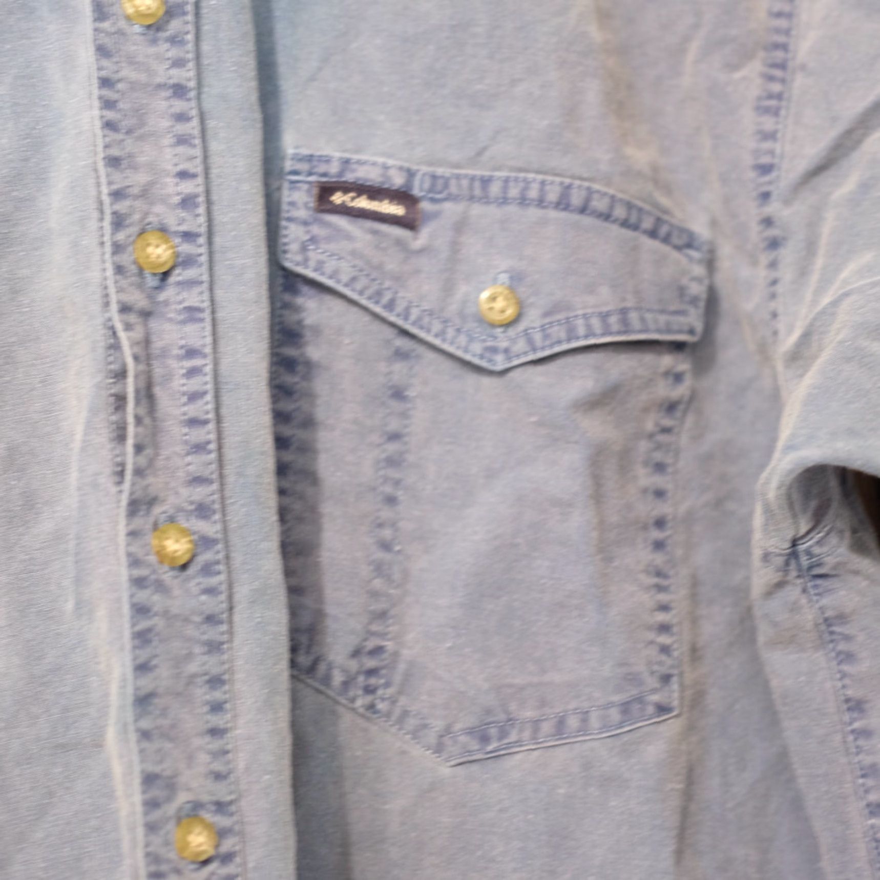 Denime Columbia Denim Shirt Blue Long Sleeve Outdoors Ranch Workwear Mens L Size US L / EU 52-54 / 3 - 5 Thumbnail