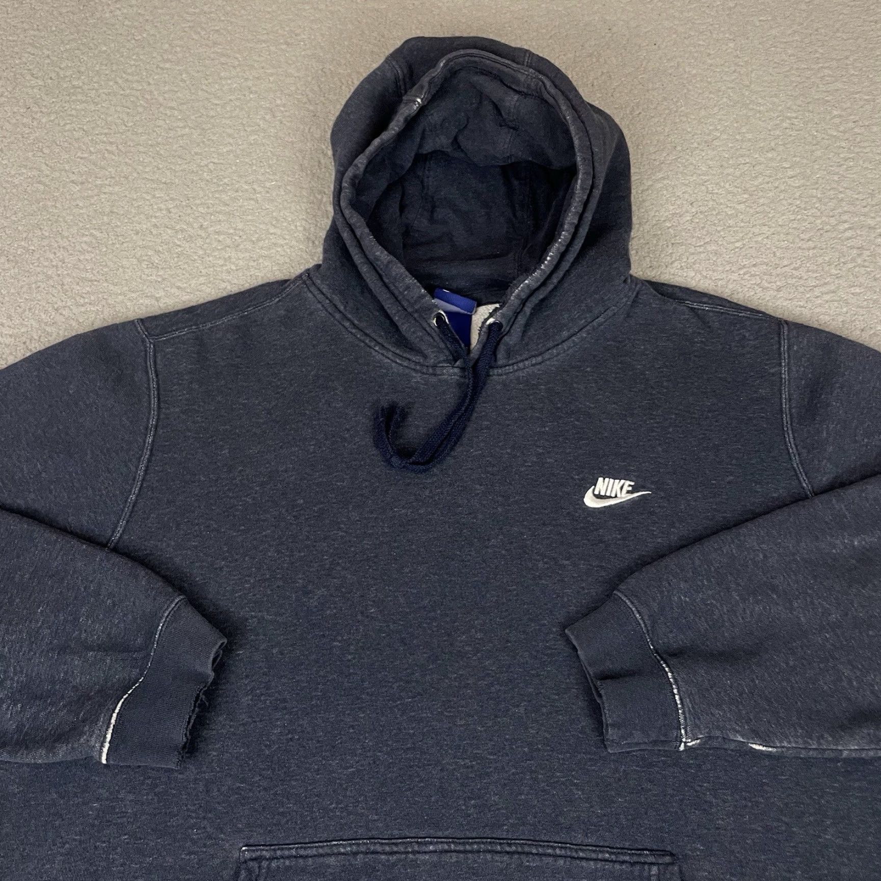 Nike VINTAGE Nike Sweatshirt Mens XXL Blue Hoodie Embroidered Distressed Fade Swoosh Size US XXL / EU 58 / 5 - 2 Thumbnail