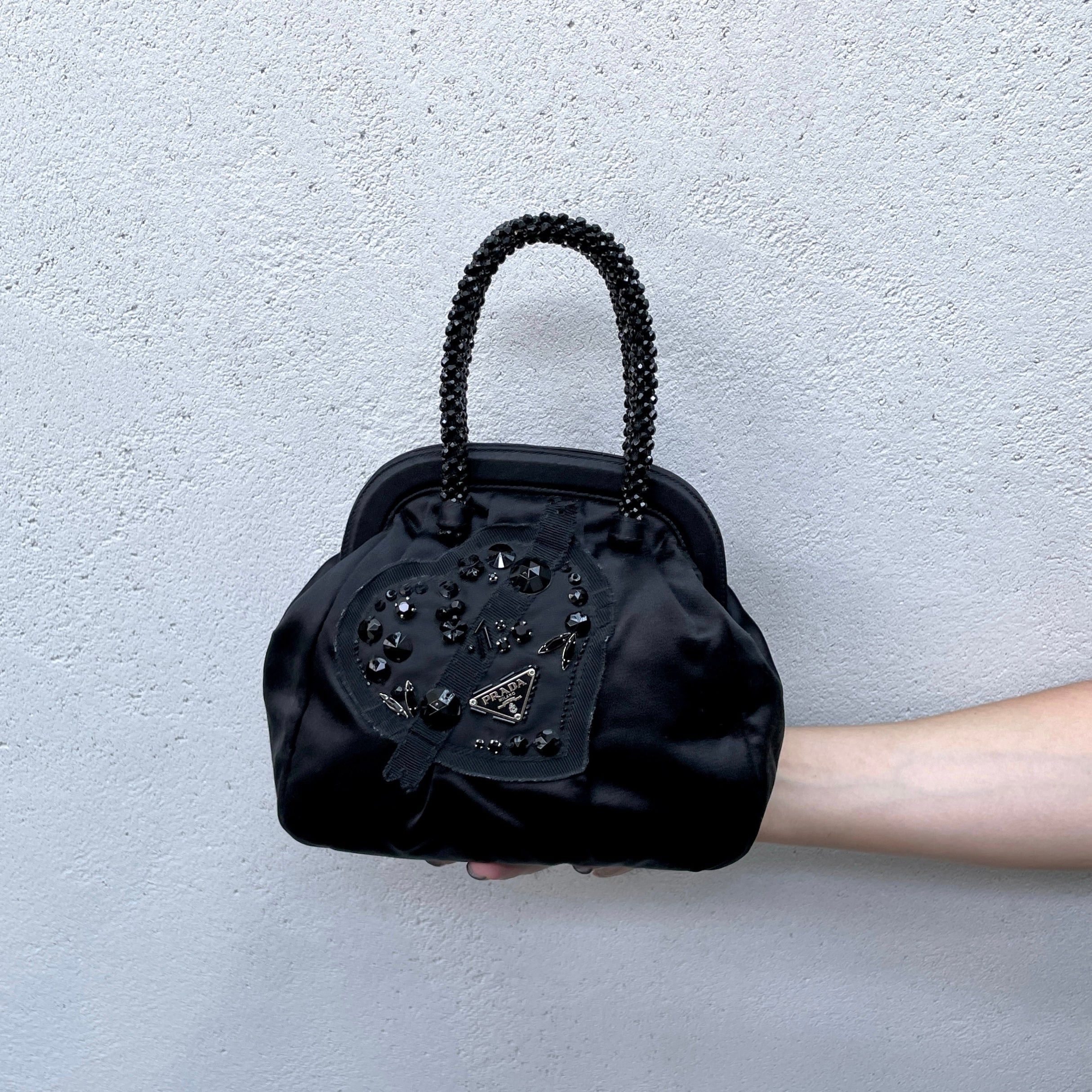 Prada Prada Triangle Logo Bead Embroidered Handbag Size ONE SIZE - 1 Thumbnail