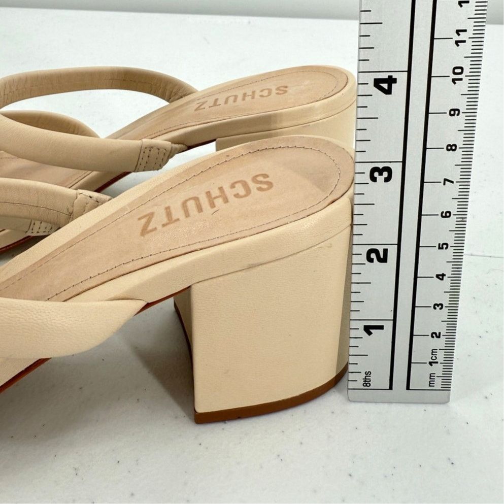 SCHUTZ NEW Schutz Olly Deluxe Nappa Leather Beige Block Sandal Size US 10.5 / IT 40.5 - 9 Thumbnail