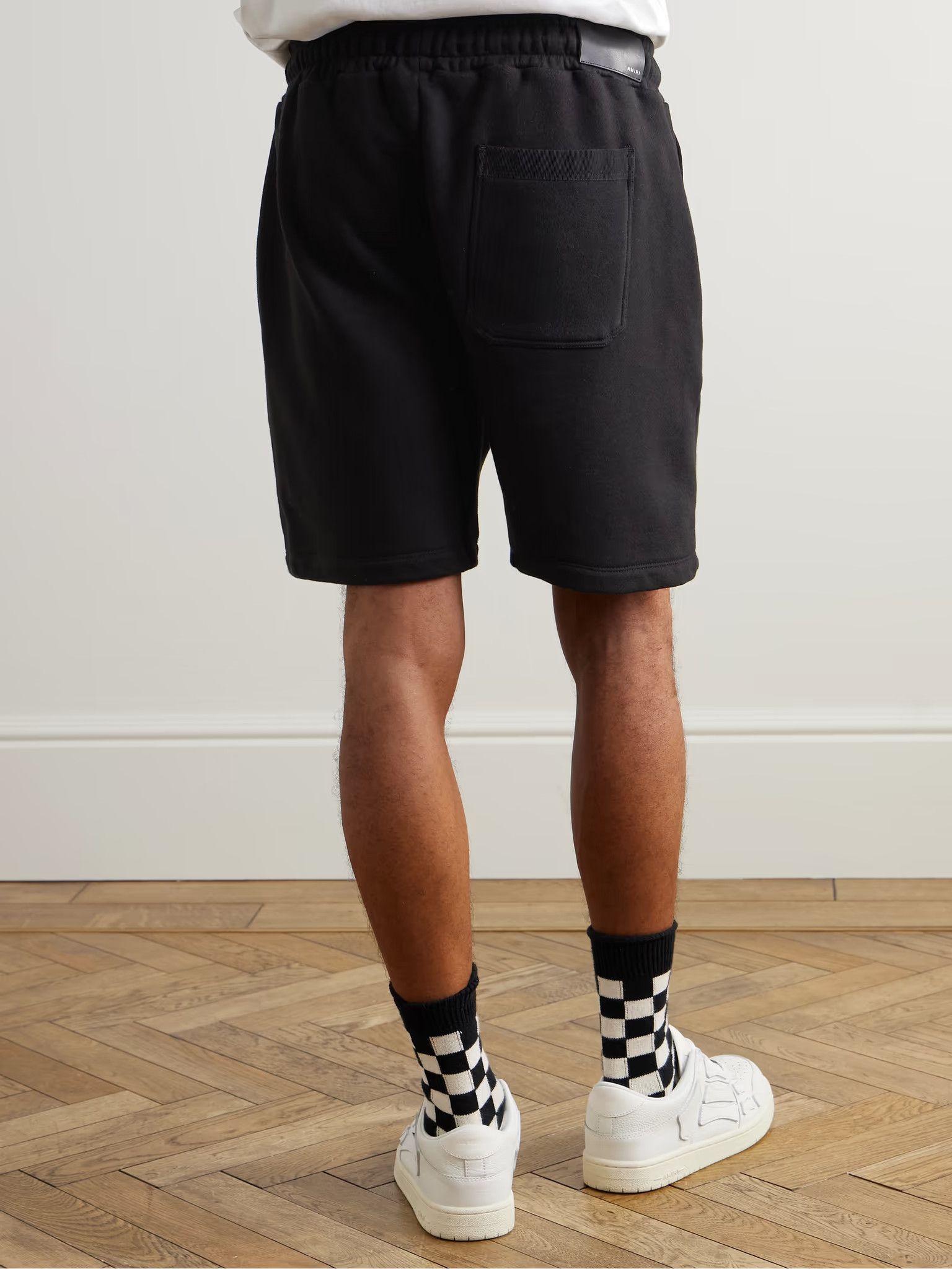 Amiri o1s1wg110126 Straight-Leg Logo-Flocked Shorts in Black Size US 34 / EU 50 - 4 Thumbnail