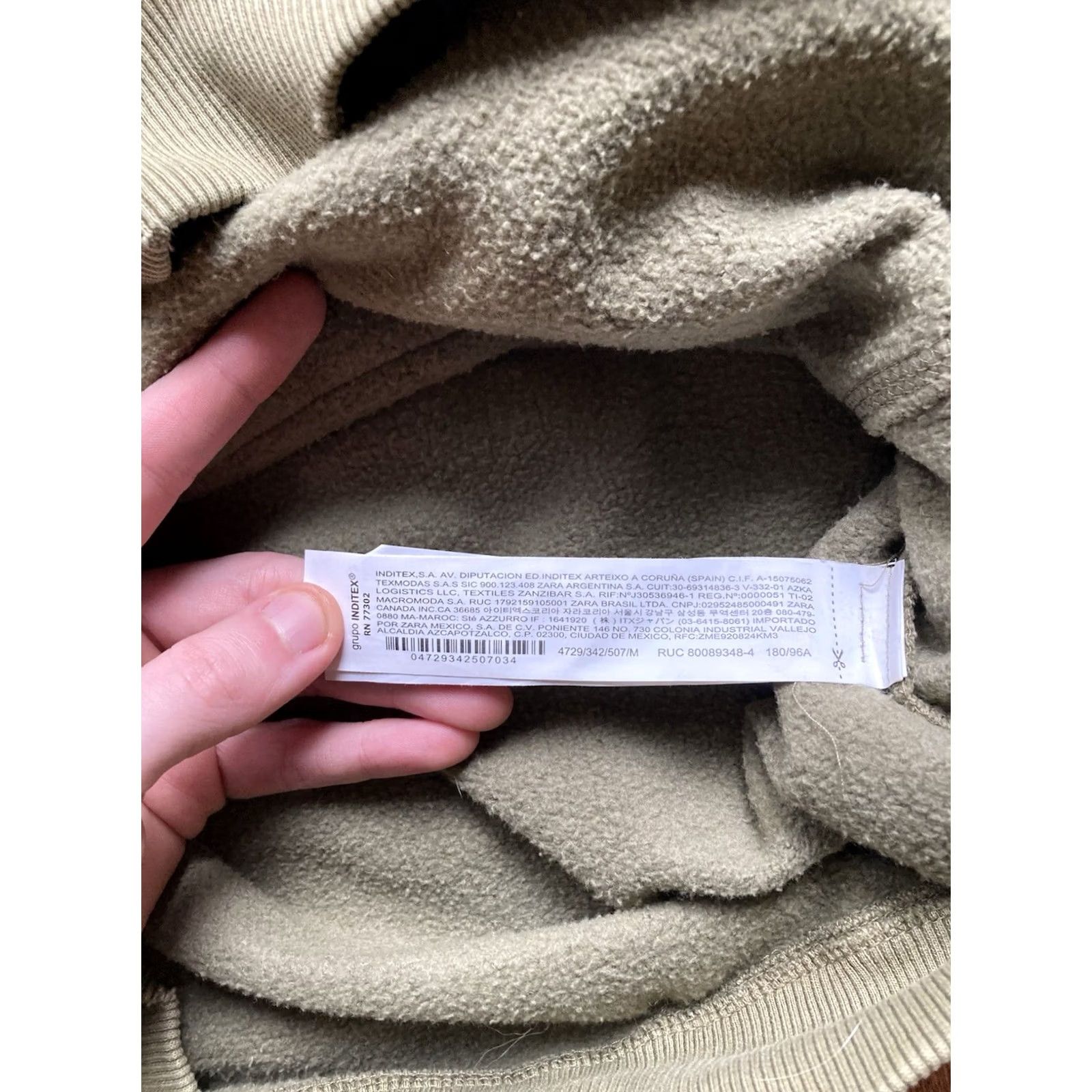 Zara ZARA Hoodie Mens Size M Oversized Olive Green Sweatshirt Boxy Distressed Hooded Pockets All Seasons Casual Pullover Size US M / EU 48-50 / 2 - 7 Thumbnail