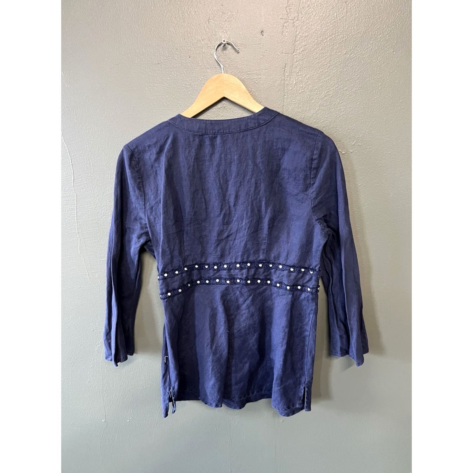 Vintage Saint Tropez West Womens Blouse Shirt 3/4 Sleeve Blue M Medium Size Size M / US 6-8 / IT 42-44 - 2 Thumbnail