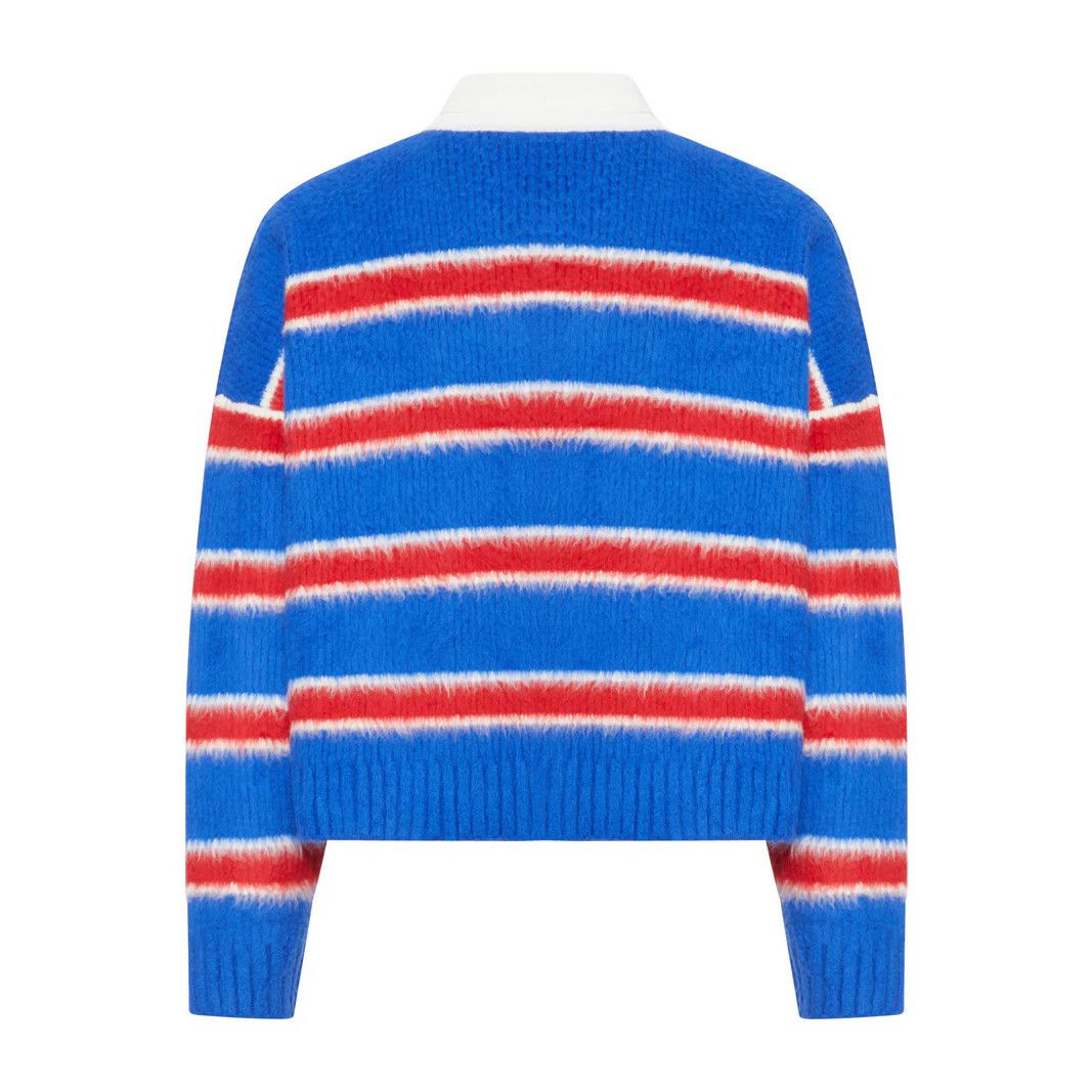 Celine CELINE Blue/Red/Ecru Striped Sweater New & Authentic (Men's Size US M / EU 48-50 / 2 - 2 Thumbnail
