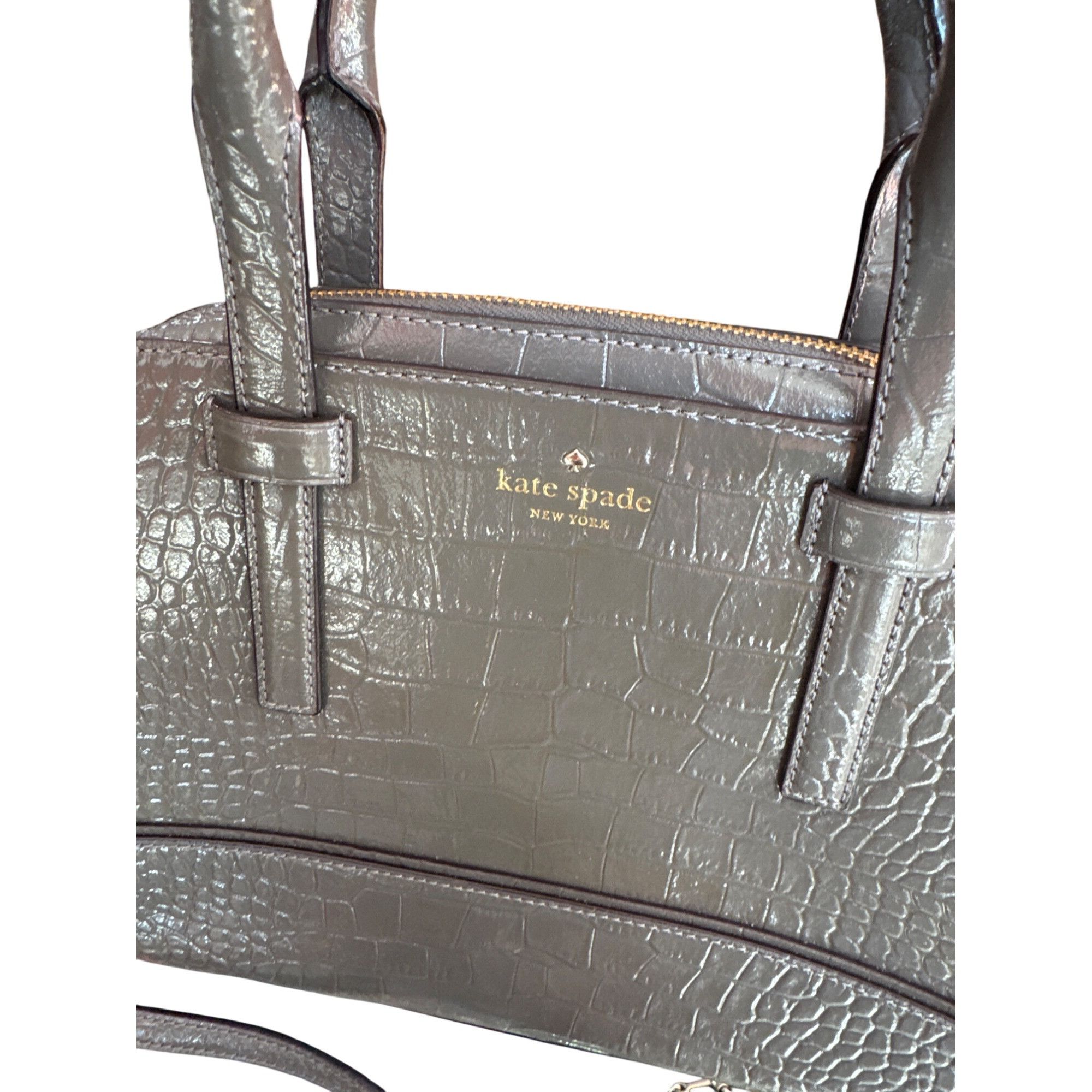 Kate Spade Kate Spade Felix Riverside Gray Croc-Embossed Leather Satche Size ONE SIZE - 2 Thumbnail