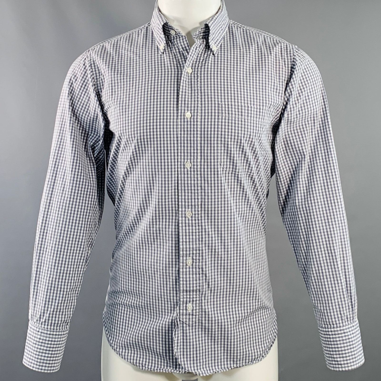 Brooks Brothers Black Fleece Size S Grey White Gingham Cotton One Pocket Shirt Size US S / EU 44-46 / 1 - 1 Thumbnail