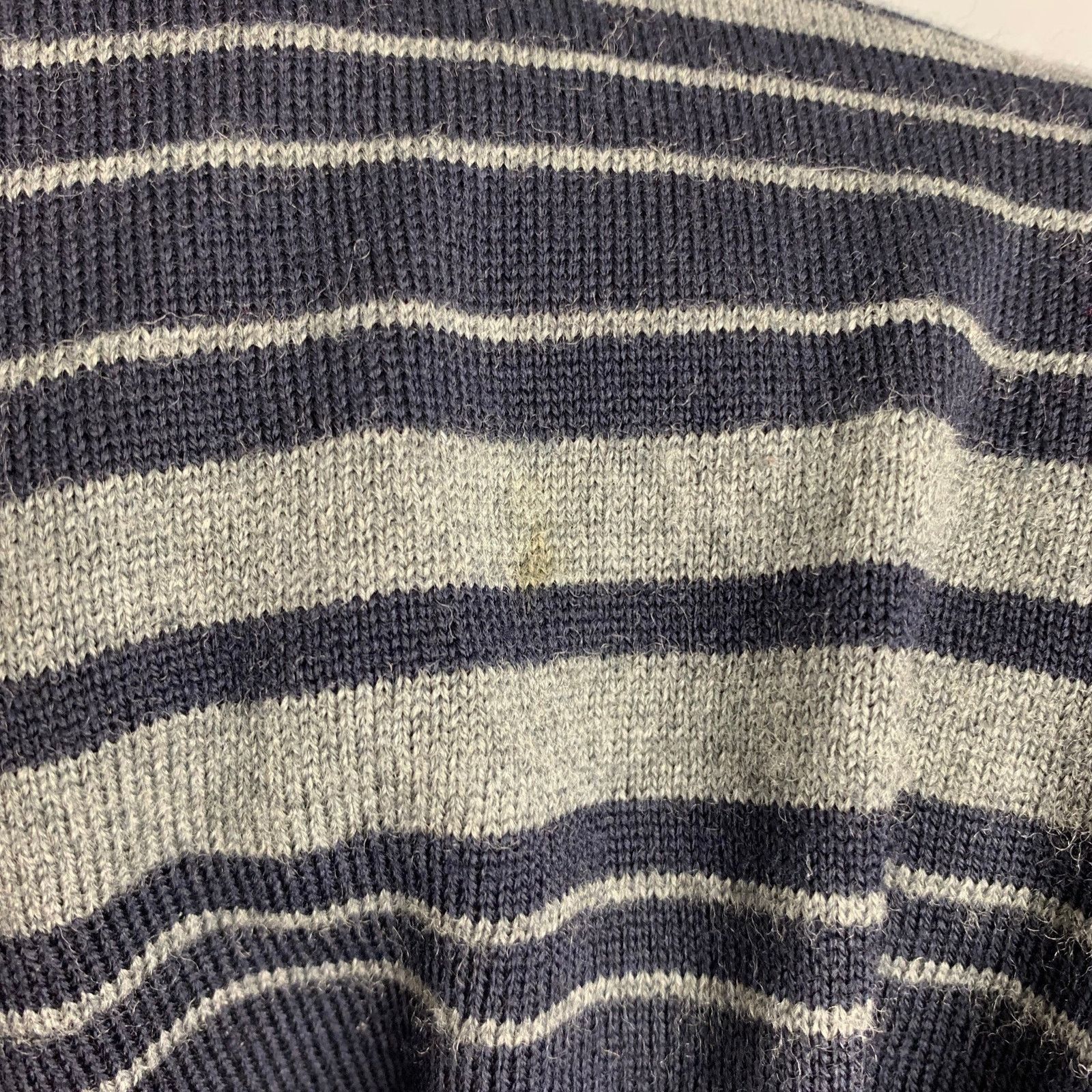 Elie Tahari M Navy Grey Stripe Merino Wool Long Sleeve Pullover Size US M / EU 48-50 / 2 - 5 Thumbnail