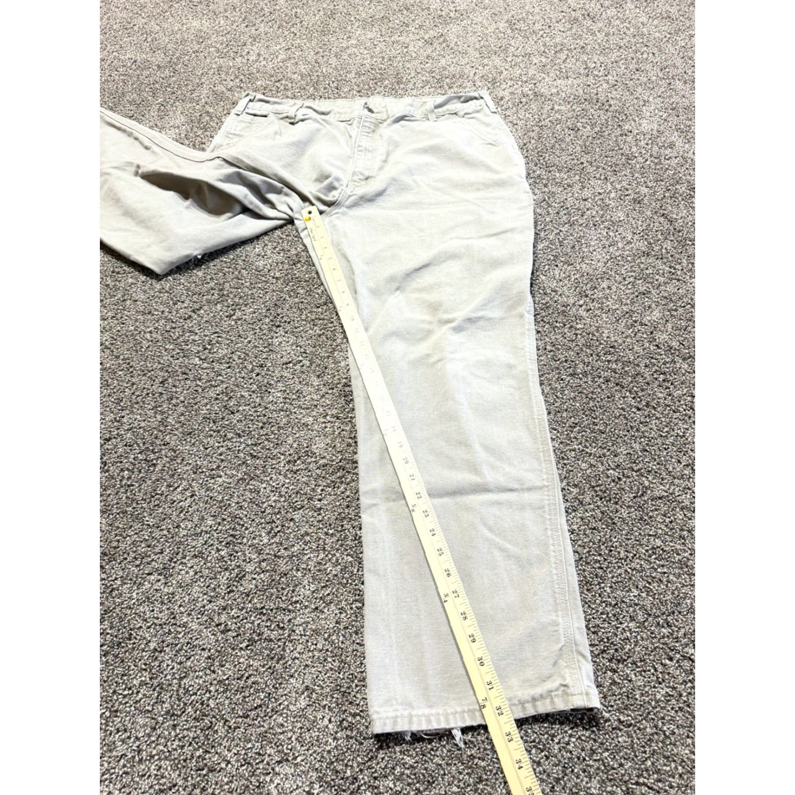 Carhartt Carhartt Jeans Mens 42x32 Dungaree Straight Denim Tan 5-Pocket Logo Zip Pocketless N/A DES 42X32 - Not Flaw Size US 42 / EU 58 - 7 Thumbnail