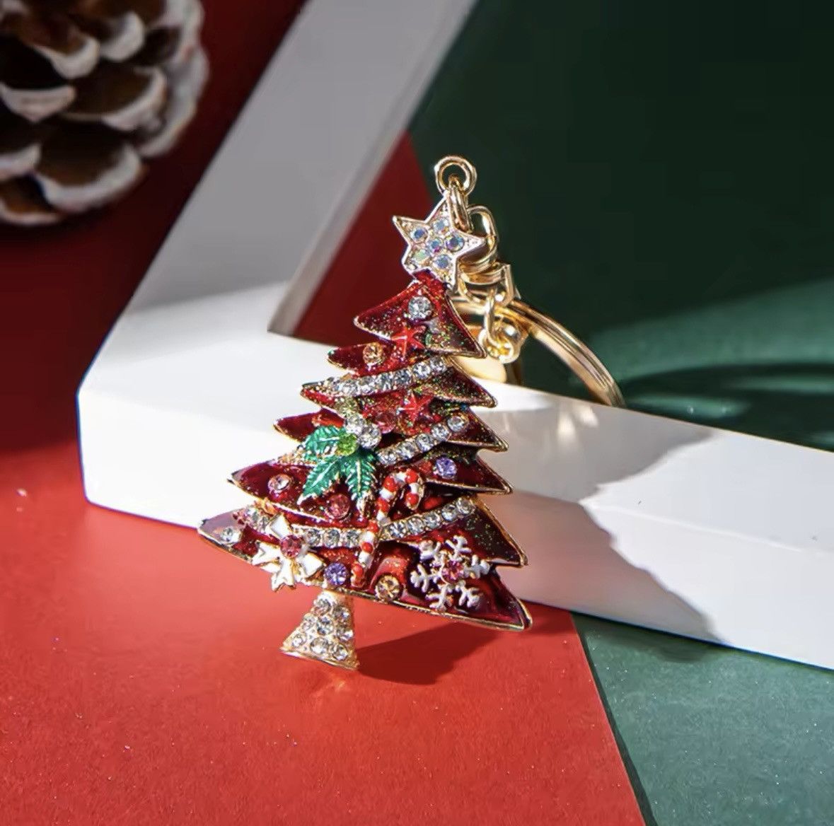 Designer Santa claus socks Christmas tree keychain Size ONE SIZE - 1 Preview