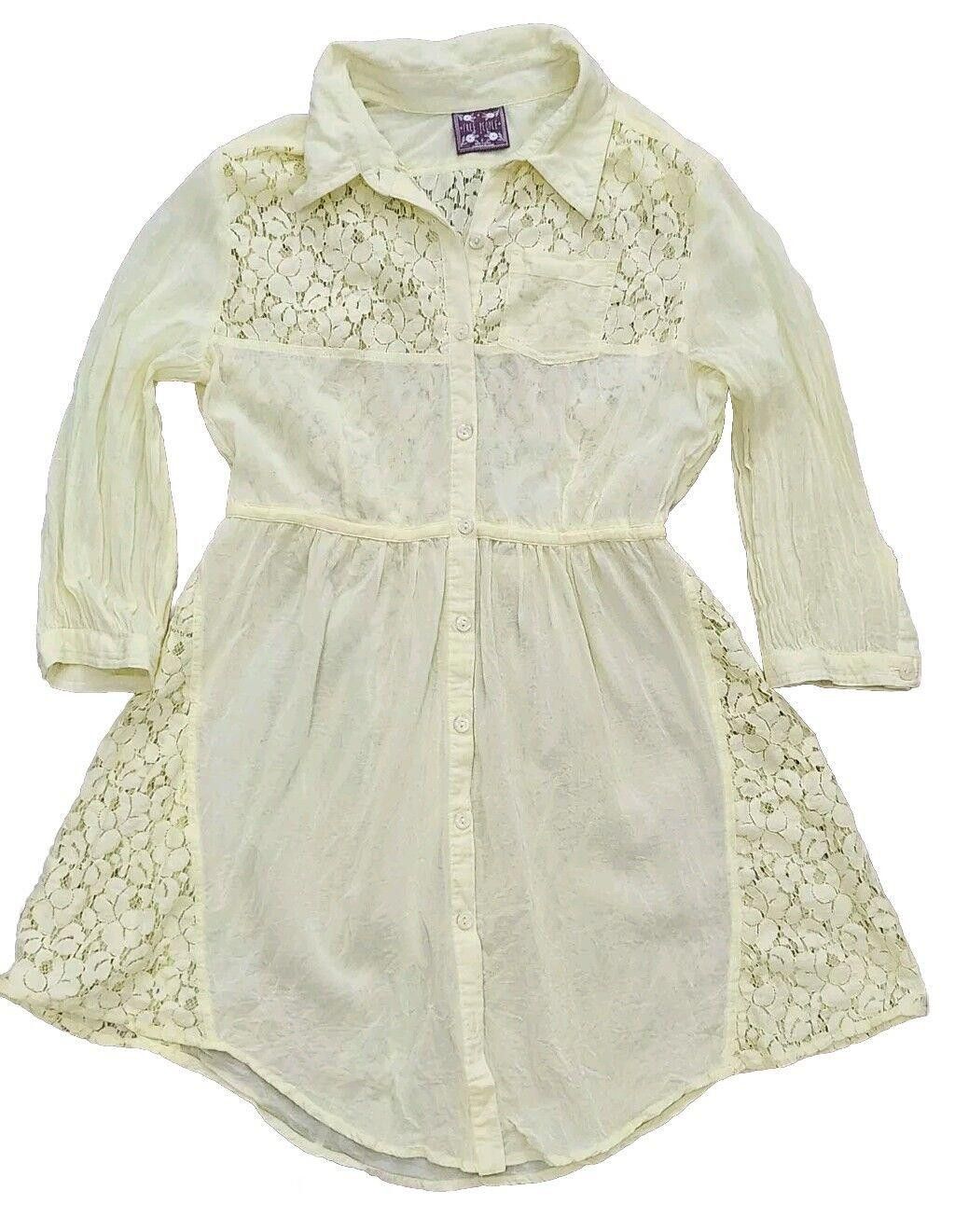 Free People Free People Tunic Top Size 6 Pale Yellow Lace Back 3/4 Size M / US 6-8 / IT 42-44 - 1 Thumbnail