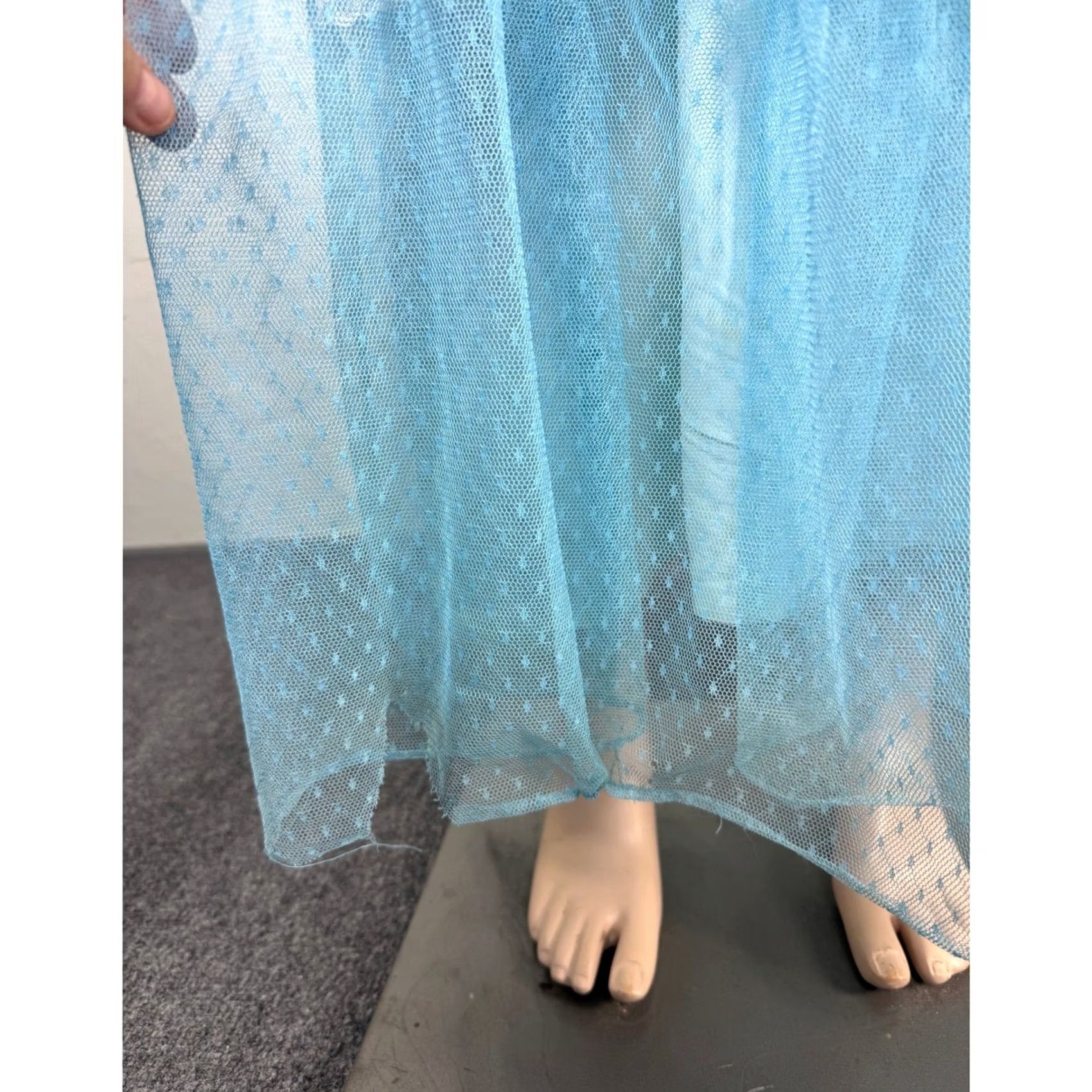 Vintage VINTAGE Dress Womens 2XS Blue 70s Prairie Women Formal Lace Ruffle Maxi Long Evening Size XXS / US 00 / IT 34 - 4 Thumbnail