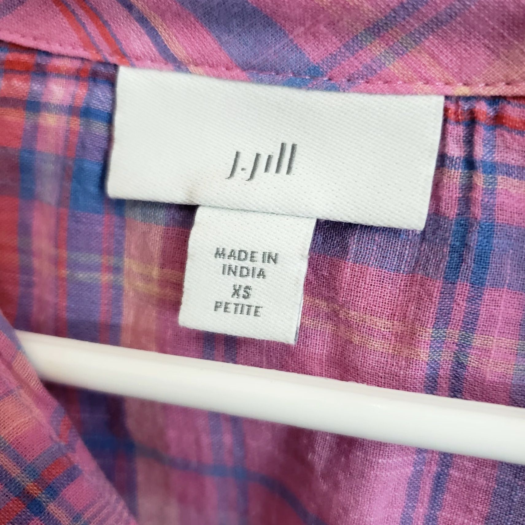 J. Jill J. Jill Womens Button-Up Shirt XS/PX Pink Blue Plaid Cotton Long Sleeve Shirt Womens XS PXS Pink Plaid Cotton Long Sleeve Size XS / US 0-2 / IT 36-38 - 5 Thumbnail