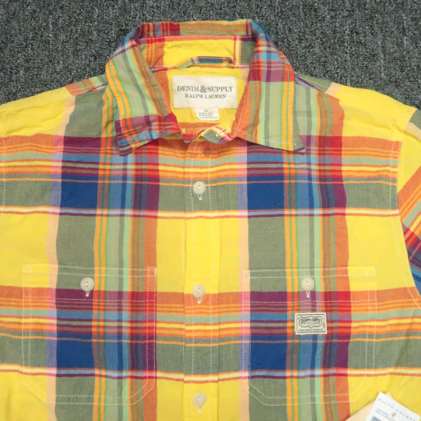 Ralph Lauren VINTAGE Ralph Lauren Denim & Supply Shirt Men Small Yellow Plaid Short Sleeve Cotton Casual 90s Size US S / EU 44-46 / 1 - 2 Thumbnail
