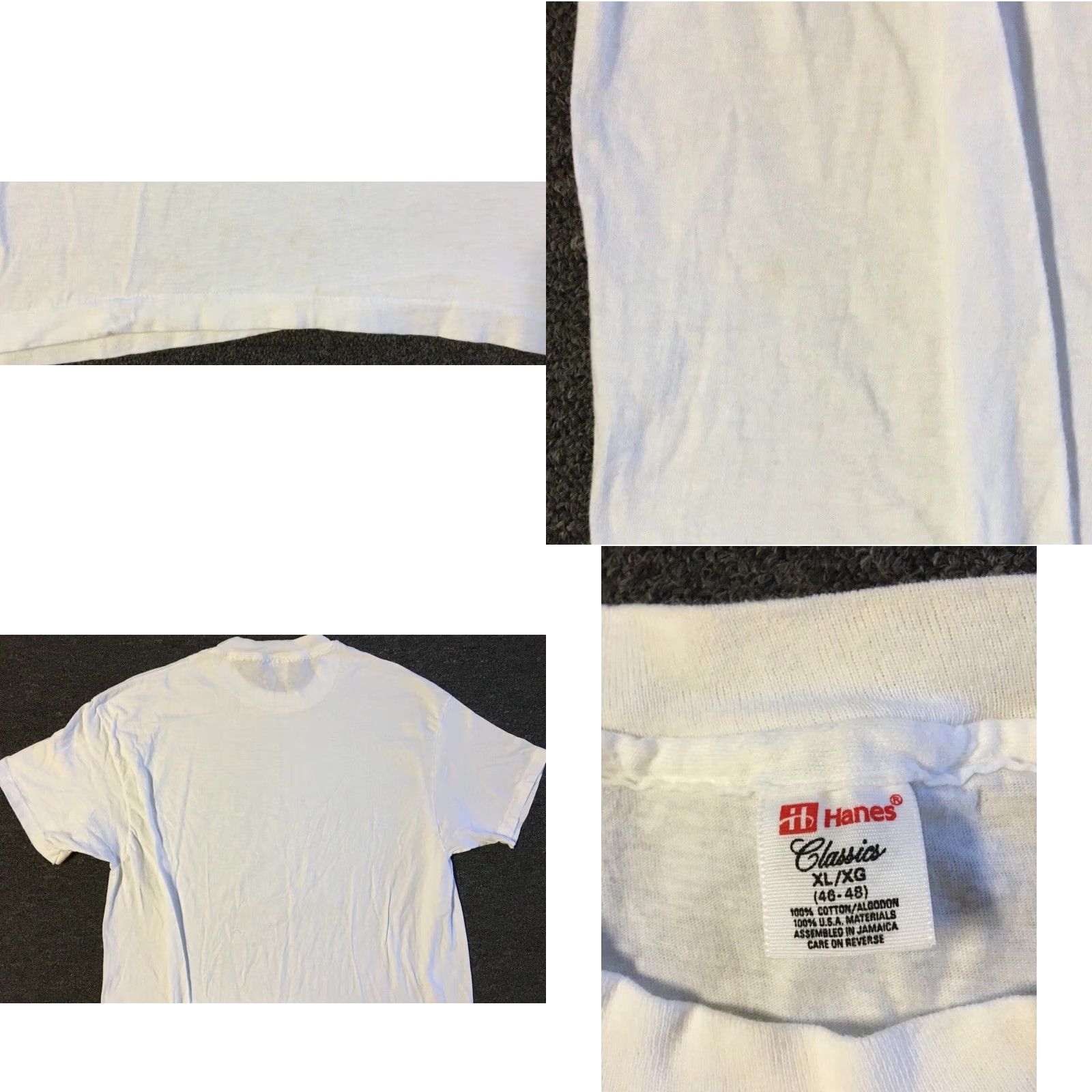 Hanes VINTAGE Hanes Shirt XL White 80s 90s Faded Grunge Biker Punk Skate Surf Trucker Track PE Men Short Sleeve T-Shirt Single Stitch Size US XL / EU 56 / 4 - 8 Thumbnail
