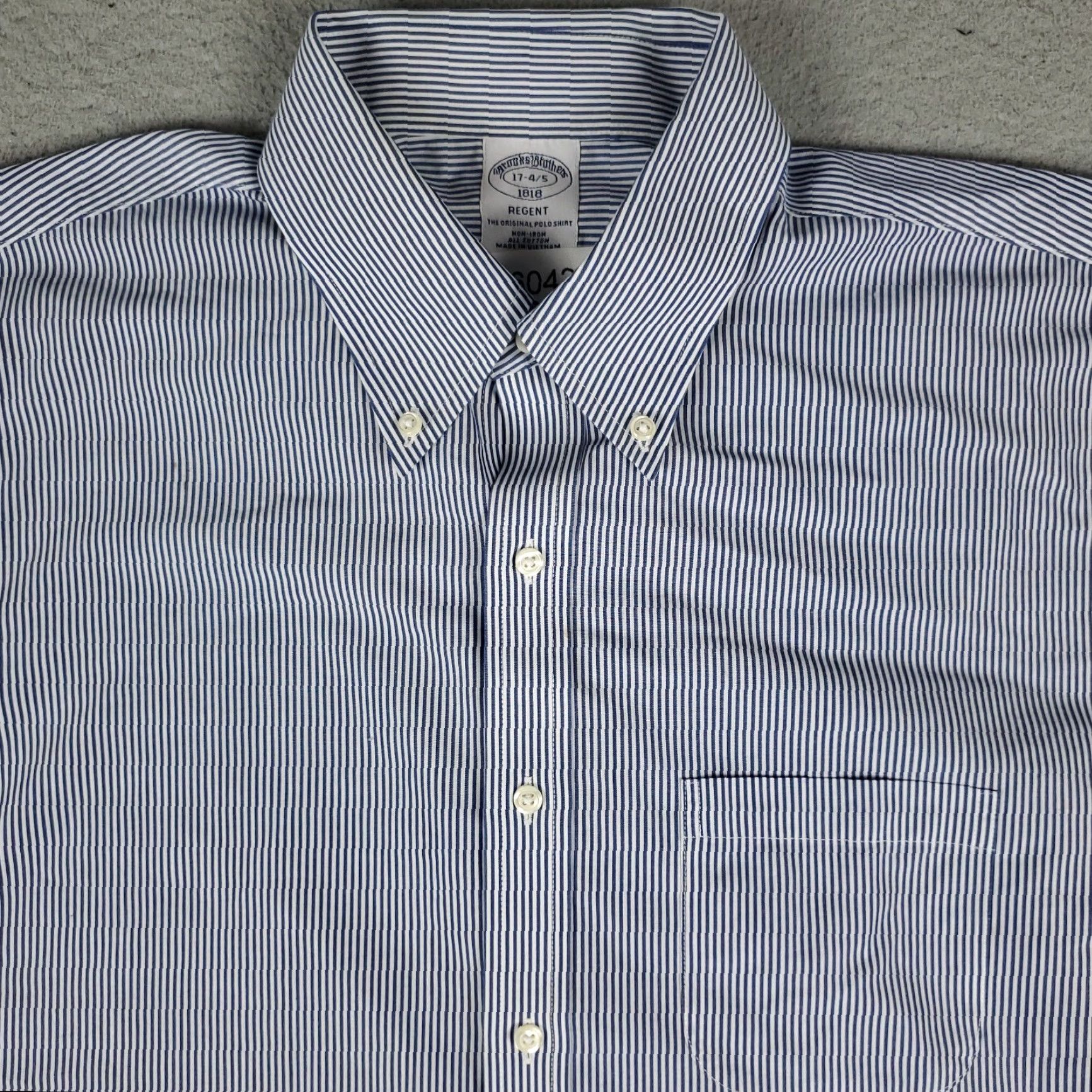 Brooks Brothers VINTAGE Brooks Brothers Dress Shirt Men 17 Blue Striped Button-Down Long Sleeve Business Formal Casual Wedding Size 46R - 2 Thumbnail