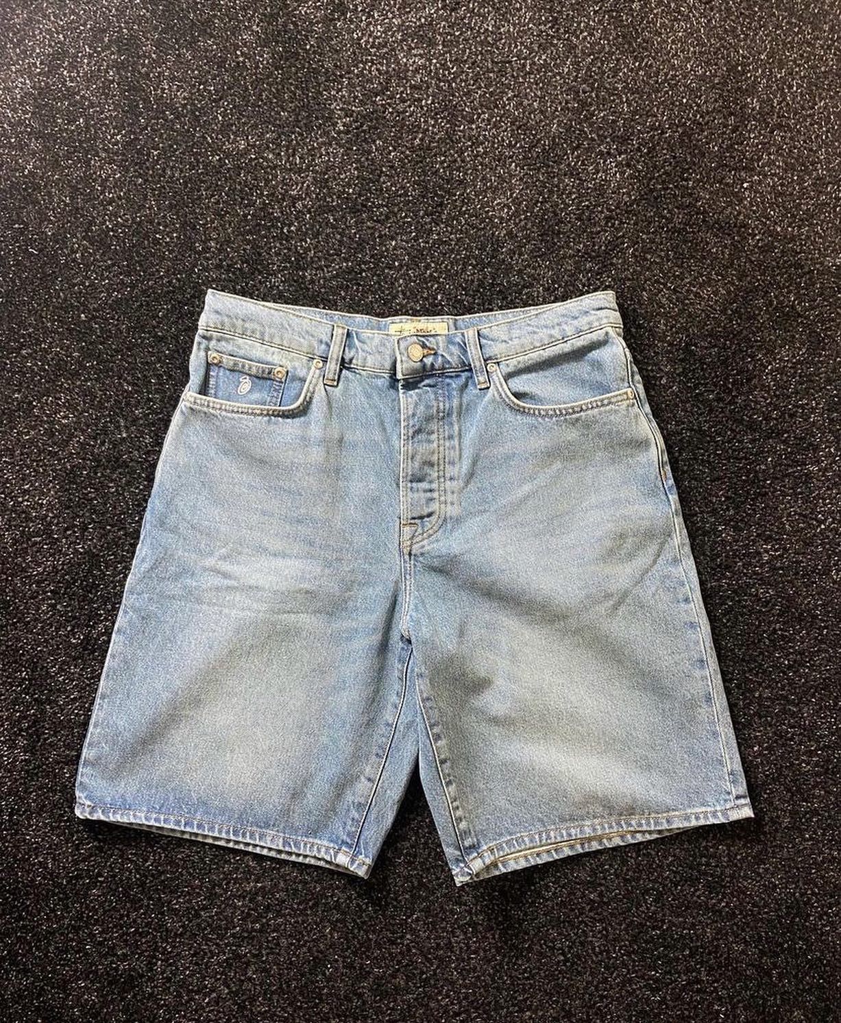 Image of Stussy Big Ol Jeans Shorts Washed Blue Size 30 Jorts, Men's