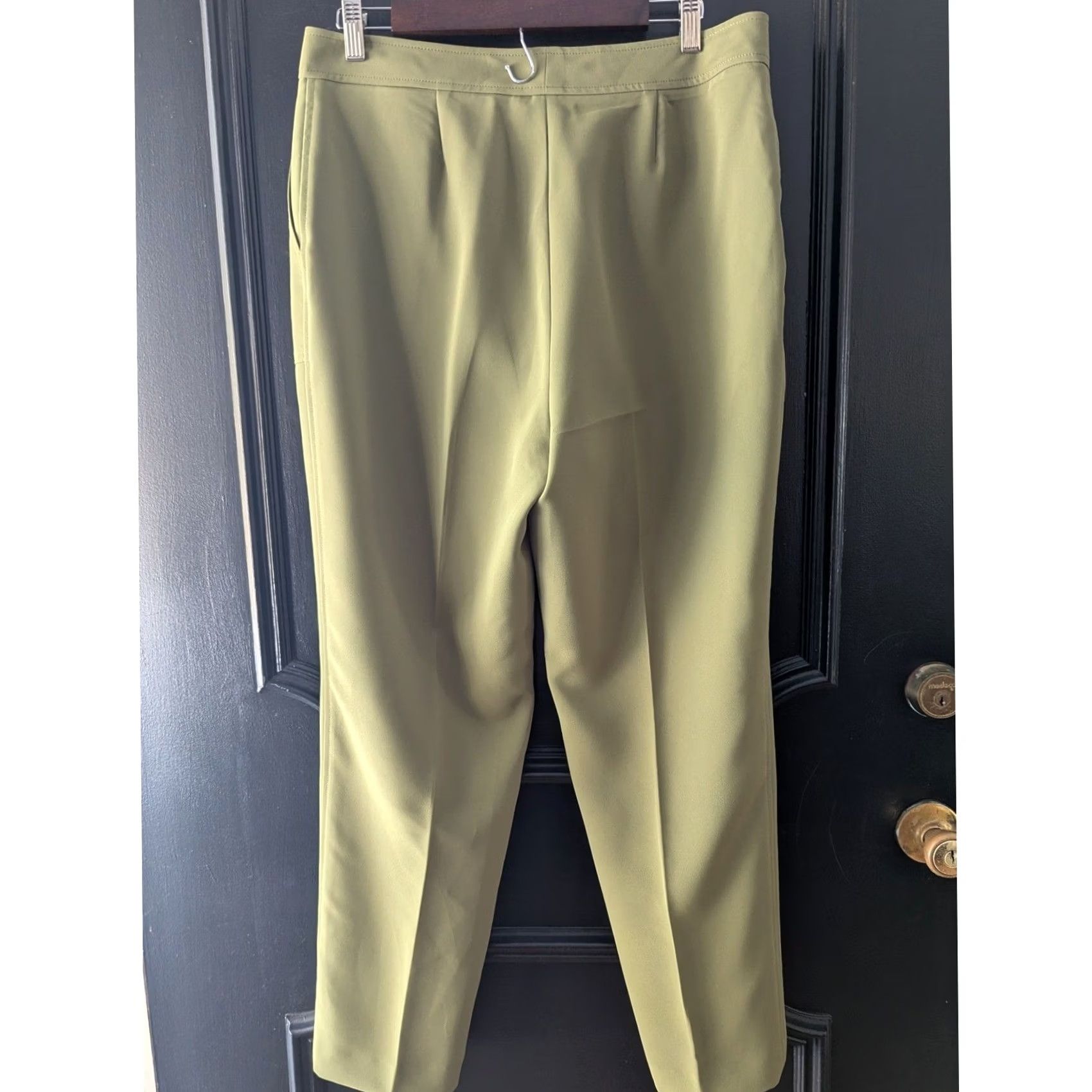 Anne Klein Anne Klein Olive Green Straight Leg Patch Pocket Trouser Pants Women's 10 Size 32" / US 10 / IT 46 - 2 Thumbnail