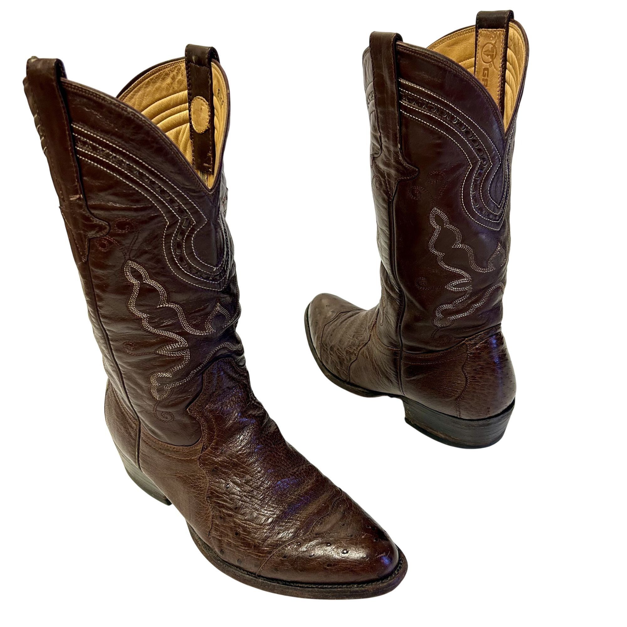 Other Vtg Gavel OSTRICH QUILL Skin Cowboy Western Rodeo Boots Size US 8.5 / EU 41-42 - 1 Thumbnail