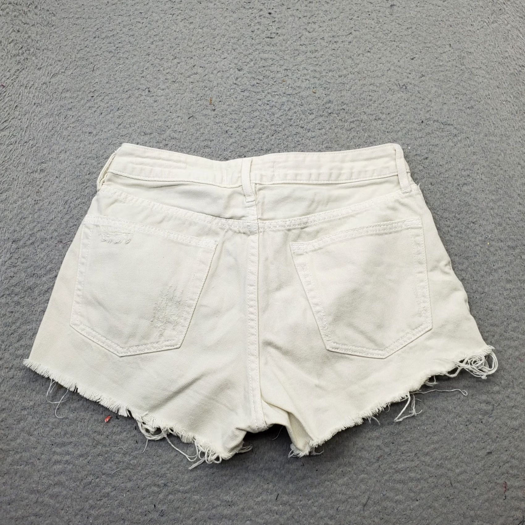 Pacsun PacSun Womens White Denim Light Wash Mid Rise Jean Shorts 25 Shorts 5-Pocket Distressed Cut-Off Summer Beach Walking Mens Womens Girls Size 42" / US 20 - 2 Thumbnail
