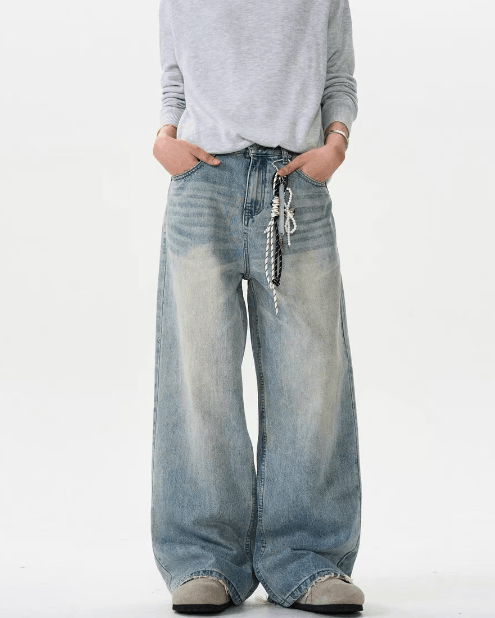 Japanese Brand American street retro cleanfit washed distressed jeans Size US 32 / EU 48 - 1 Thumbnail