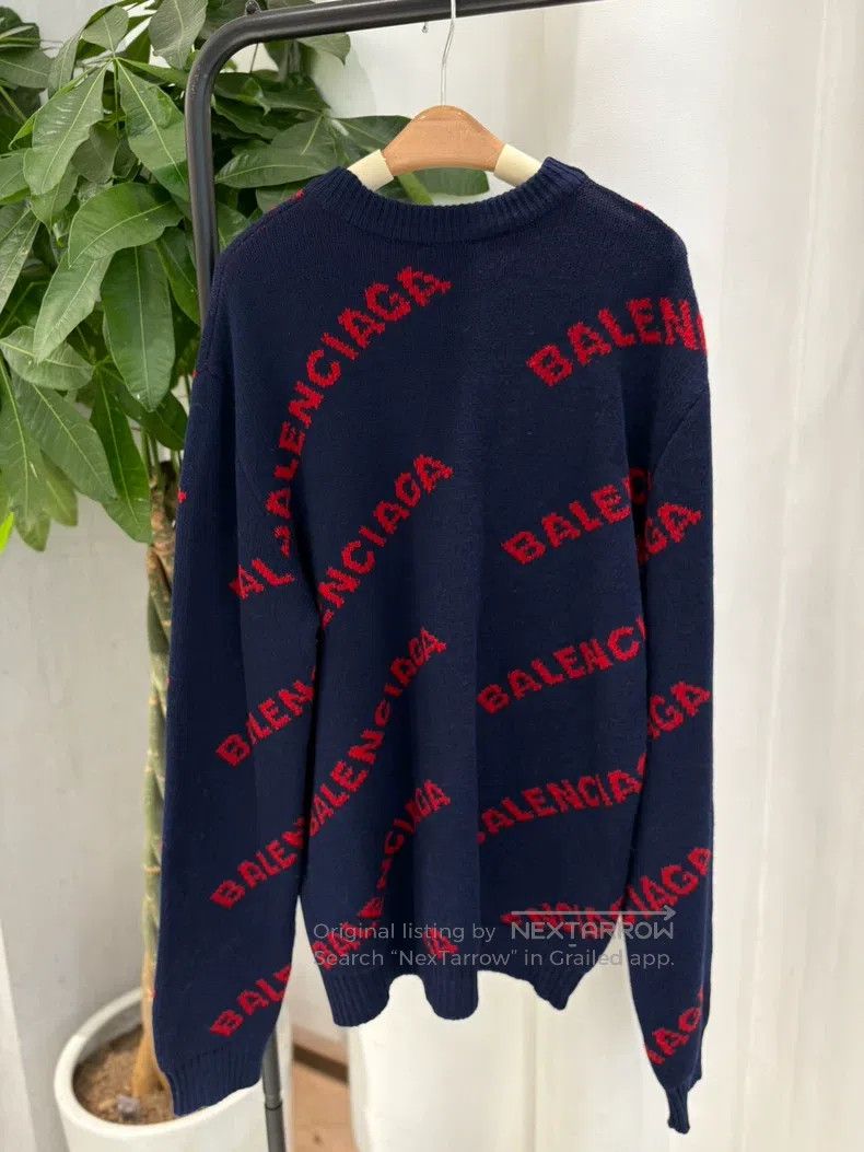 Balenciaga Balenciaga Navy Blue Full Barrage Woolen Sweater Size US M / EU 48-50 / 2 - 4 Thumbnail