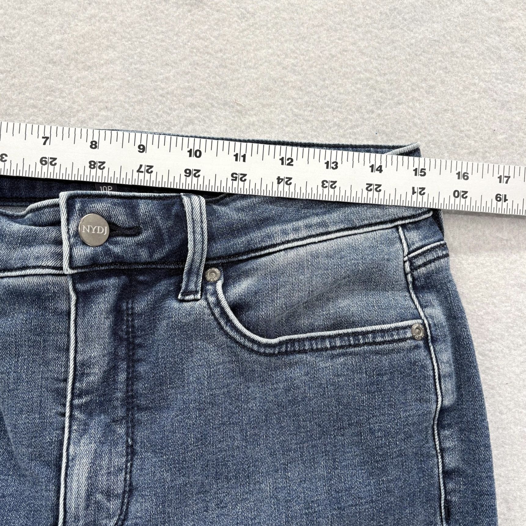 NYDJ NYDJ Jeans Womens 10P Petite Blue Straight High Rise Lift Tuck Stretch Denim Size 32" / US 10 / IT 46 - 6 Thumbnail