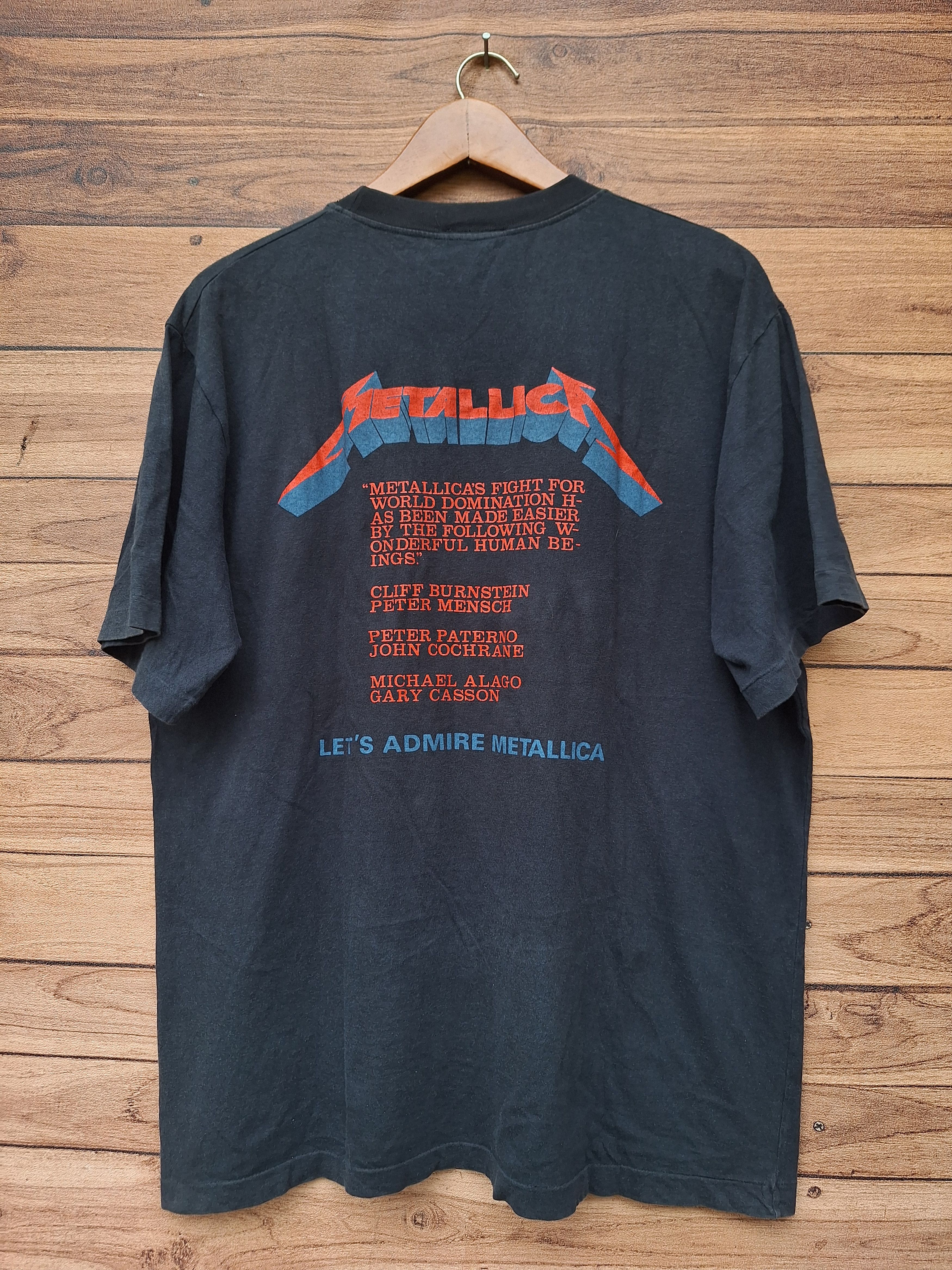 Japanese Brand 🔥RARE🔥 Vintage 90s metallica hammer of justice tour tee Size US XL / EU 56 / 4 - 2 Thumbnail