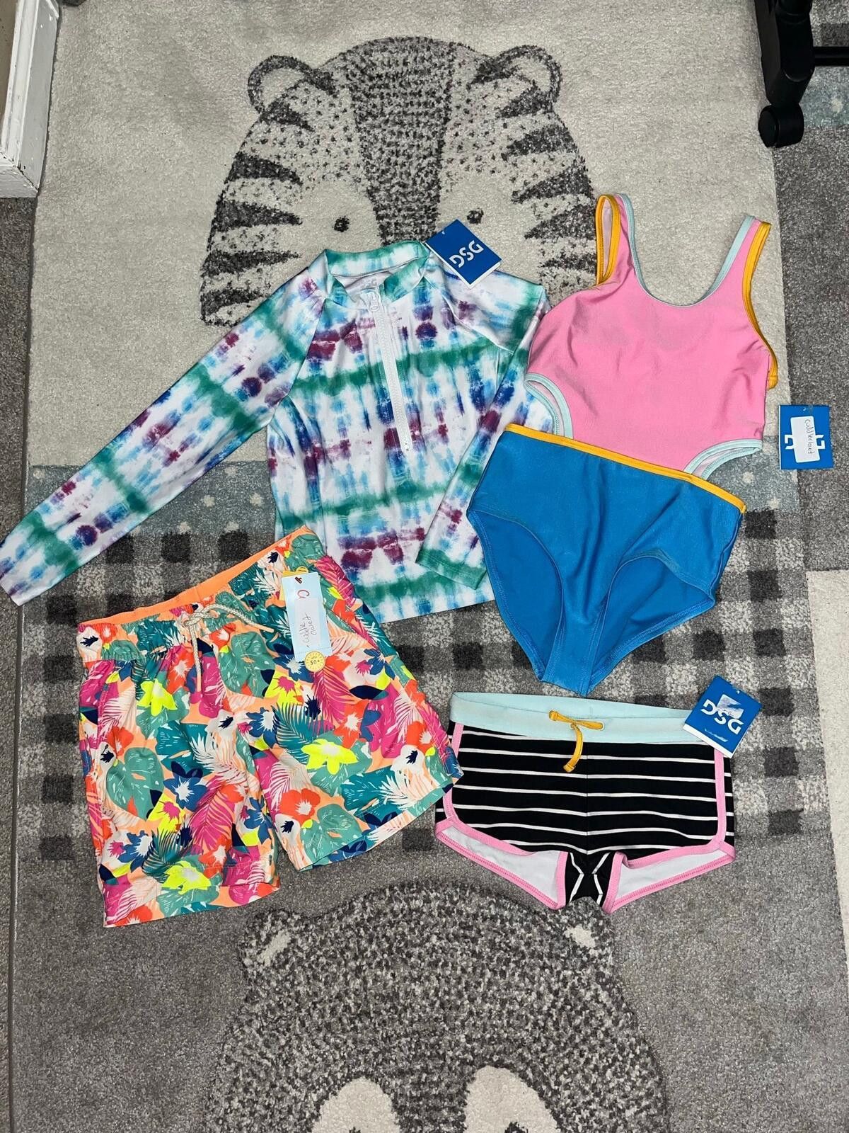 Other DSG Girls XS Swim Shorts Striped Athletic Style NWT Size ONE SIZE - 4 Thumbnail