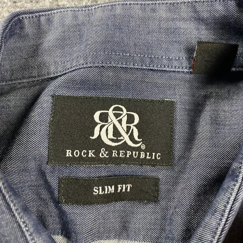 Rock & Republic Rock & Republic Shirt Men's 15.5 Slim Fit 34/35 Button Up Size US XXS / EU 40 - 3 Thumbnail