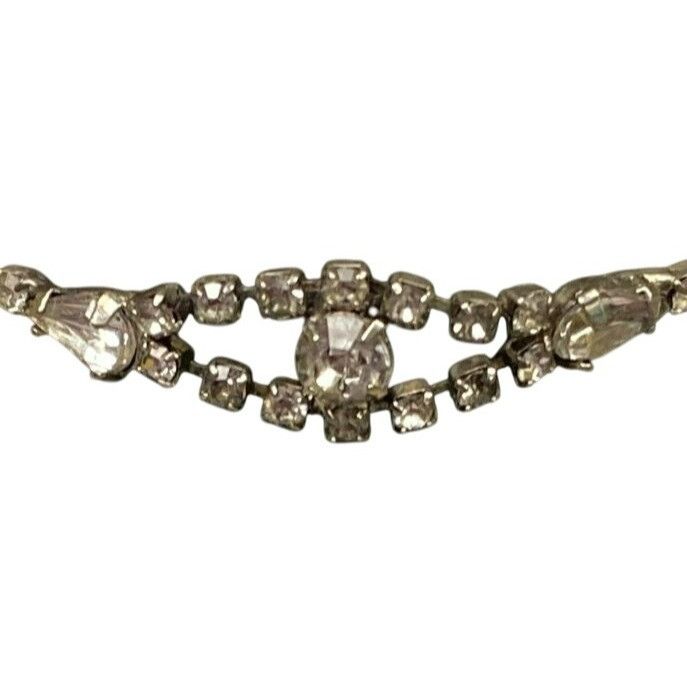 Other Vintage Rhinestone Bracelet With Teardrop Accents & Secure C Size ONE SIZE - 3 Thumbnail