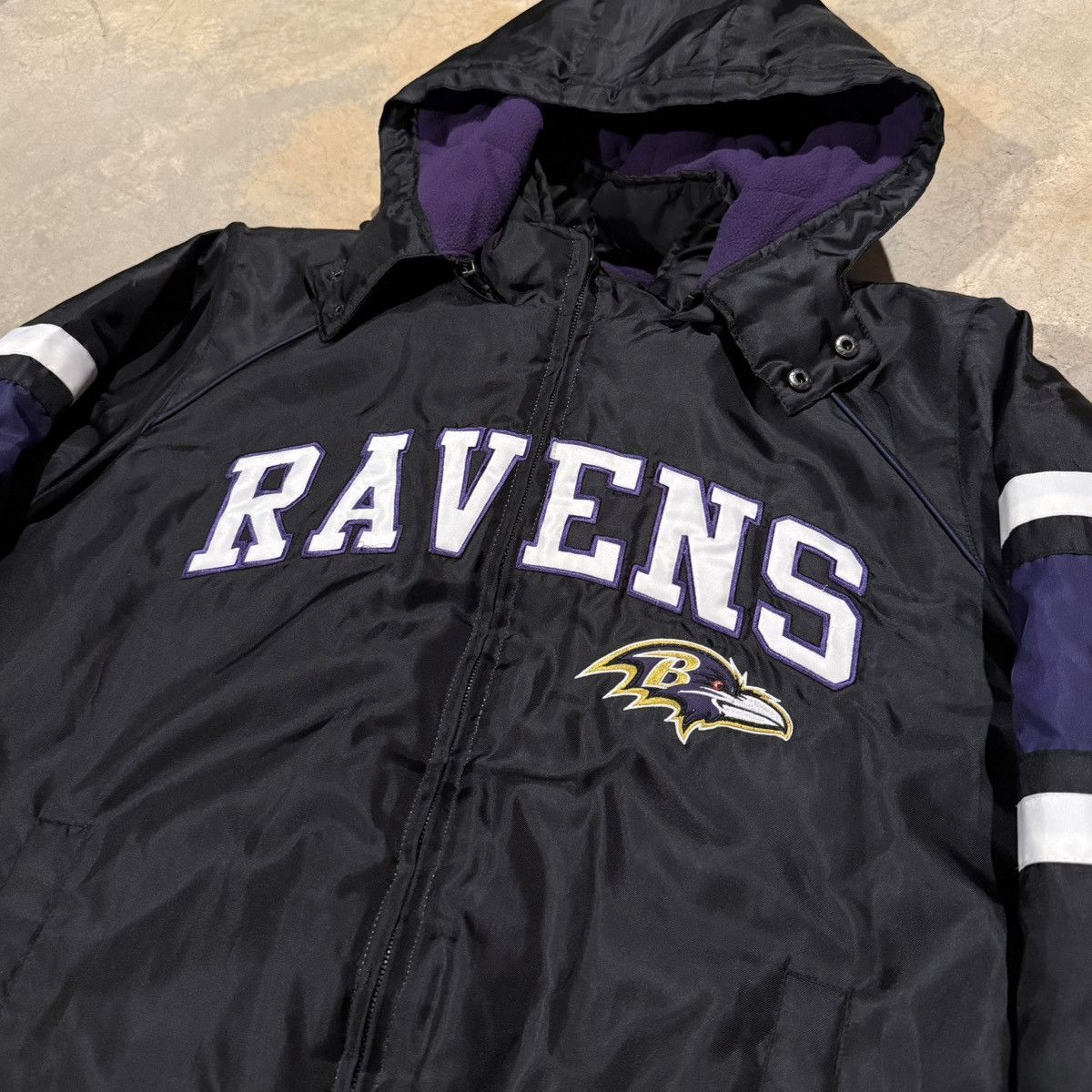 Vintage Vtg 2000s Baltimore Ravens G-III Fleece Lined Bomber Jacket Size US L / EU 52-54 / 3 - 3 Thumbnail