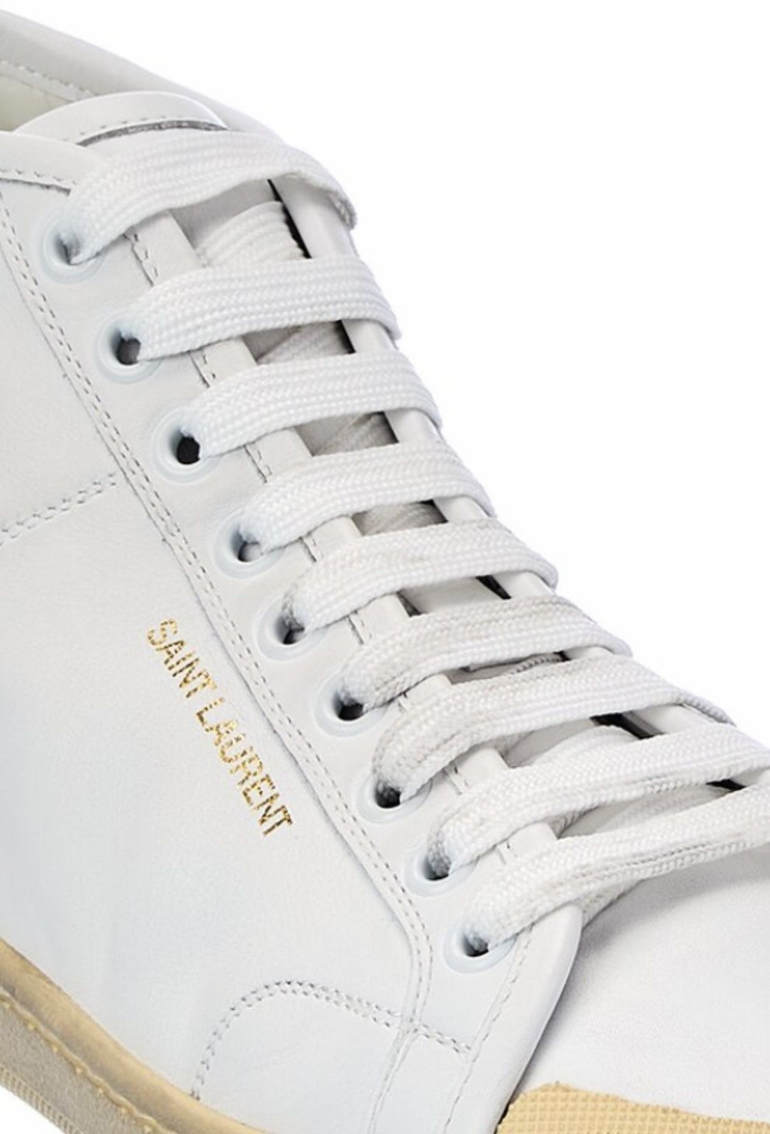Saint Laurent Paris SL/39 Court Classic Leather White High Top Sneakers Size 39 Size US 6 / EU 39 - 2 Thumbnail