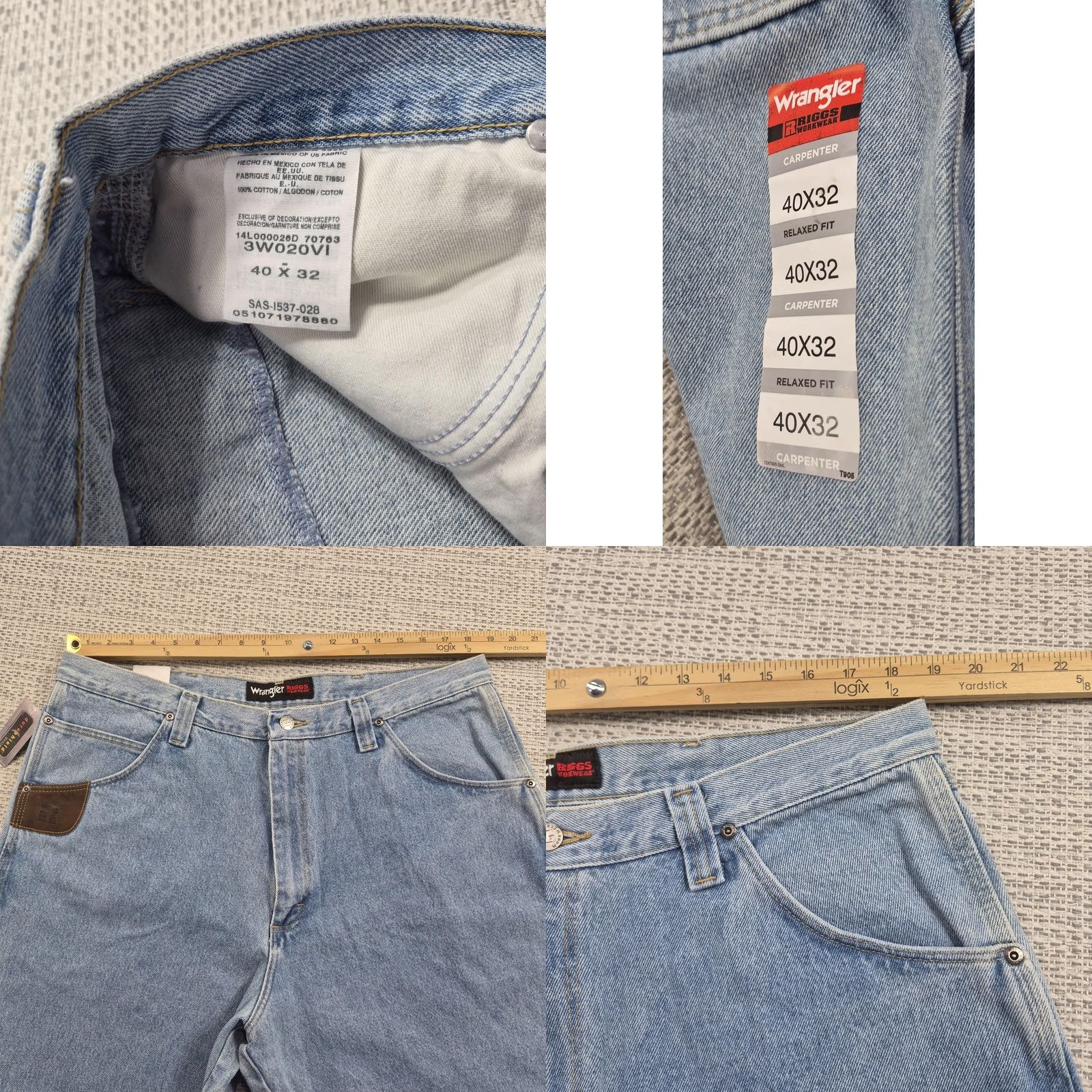 Wrangler Wrangler RIGGS Workwear Jeans Mens 40x32 Blue Carpenter Relaxed Straight Denim Jeans Size US 40 / EU 56 - 8 Thumbnail